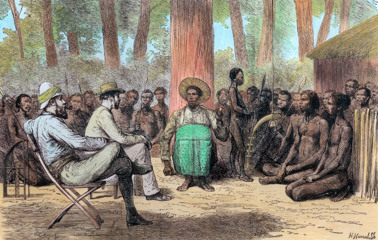 Réception du lieutenant Verney Lovett Cameron par Katende, XIXe siècle - Unbekannt