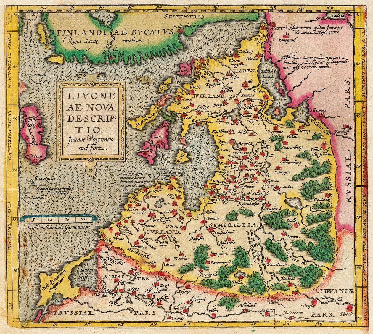 Carte de Livonie, Livoniae Nova Descriptio, 1573-1578 - Unbekannt