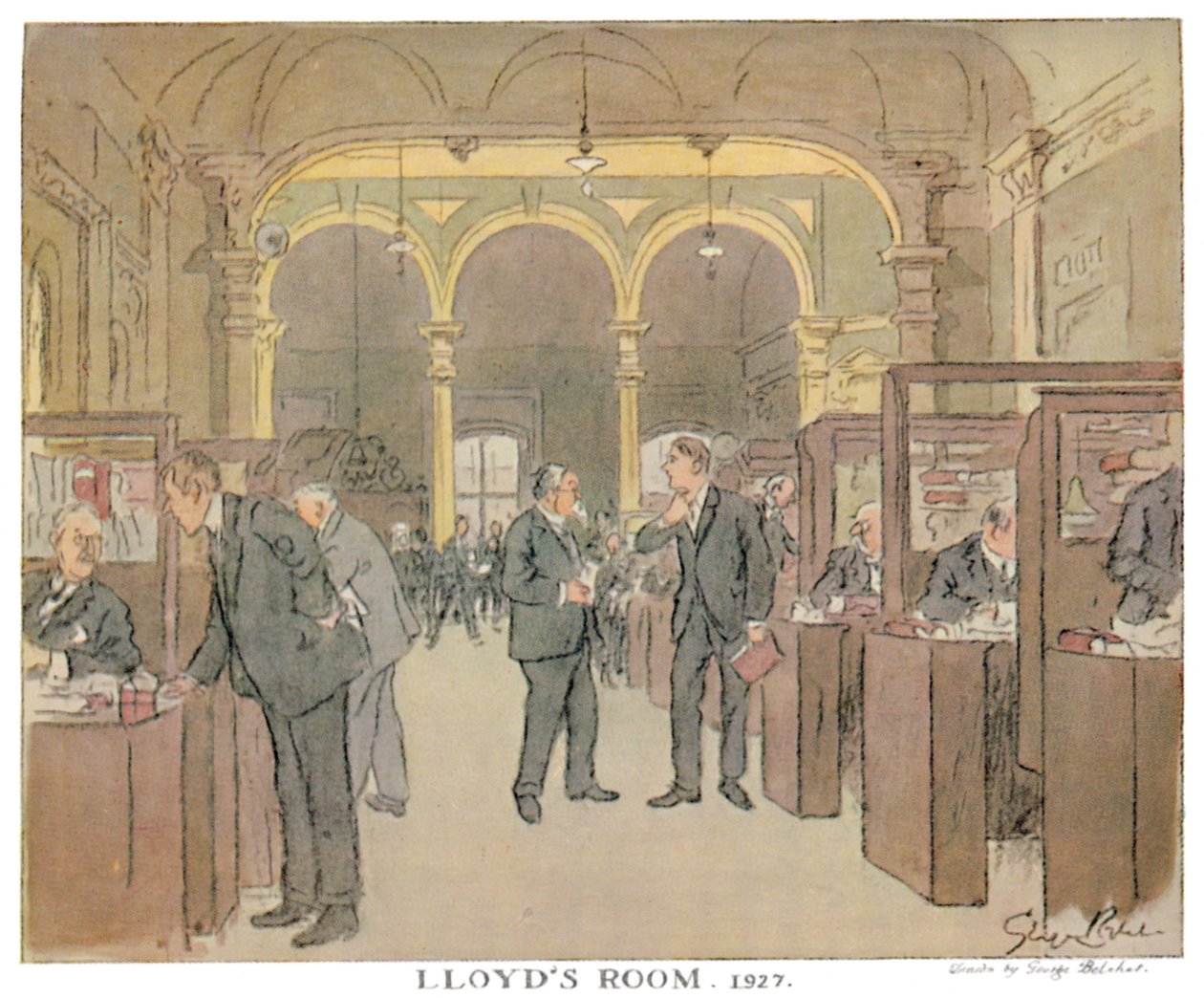 Salle de Lloyds. 1927 - Vue par un artiste de Punch, 1928 - Unbekannt