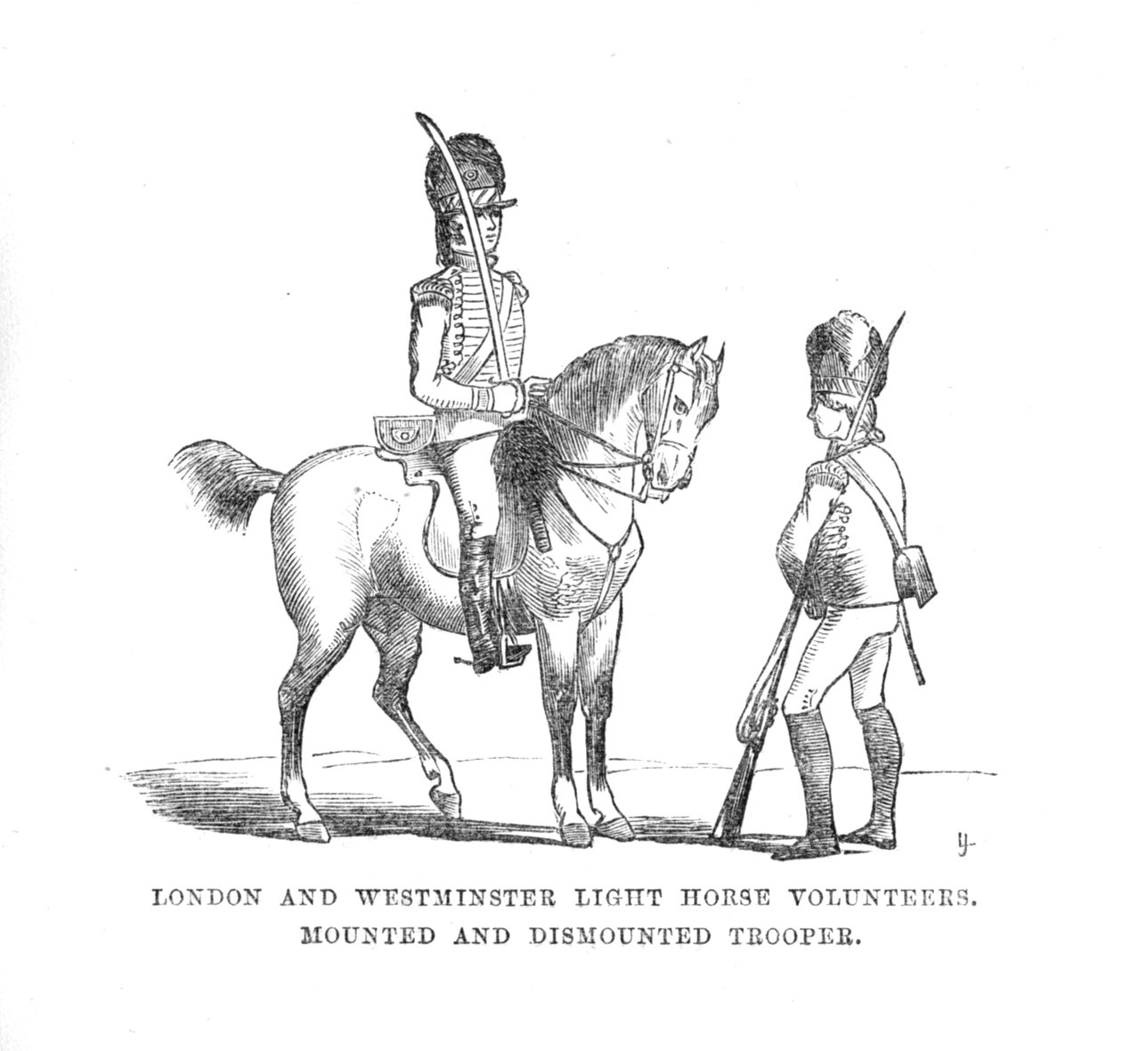 Volontaires de la cavalerie légère de Londres et de Westminster. Cavalier monté et démonté, vers 1870 - Unbekannt