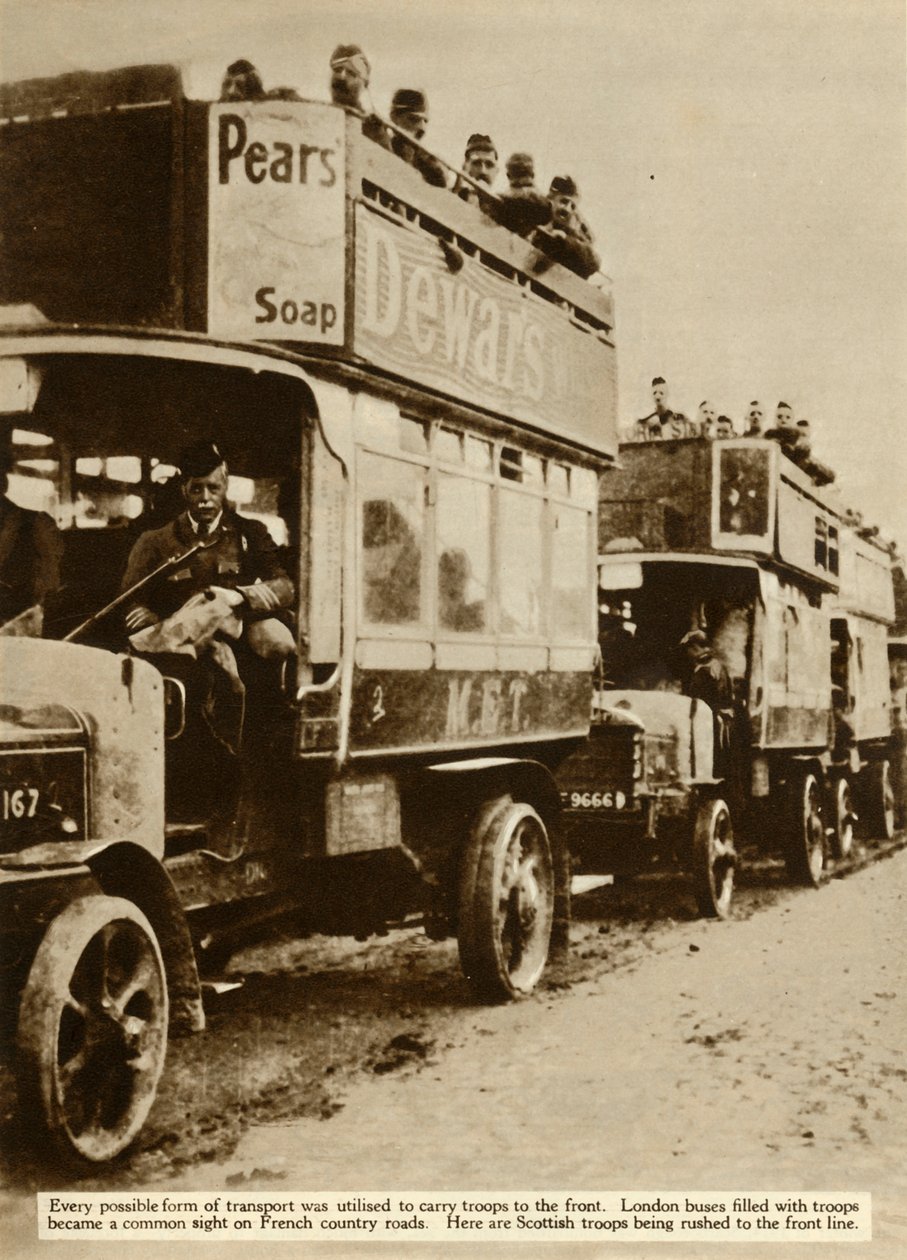 Bus londoniens transportant des troupes écossaises au front, Première Guerre mondiale, 1914, 1935 - Unbekannt