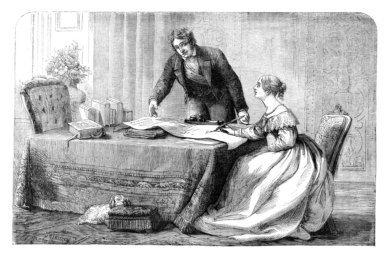 Lord Melbourne 1779-1848 instruisant la jeune reine Victoria 1819-1901, 1837 vers 1895 - Unbekannt