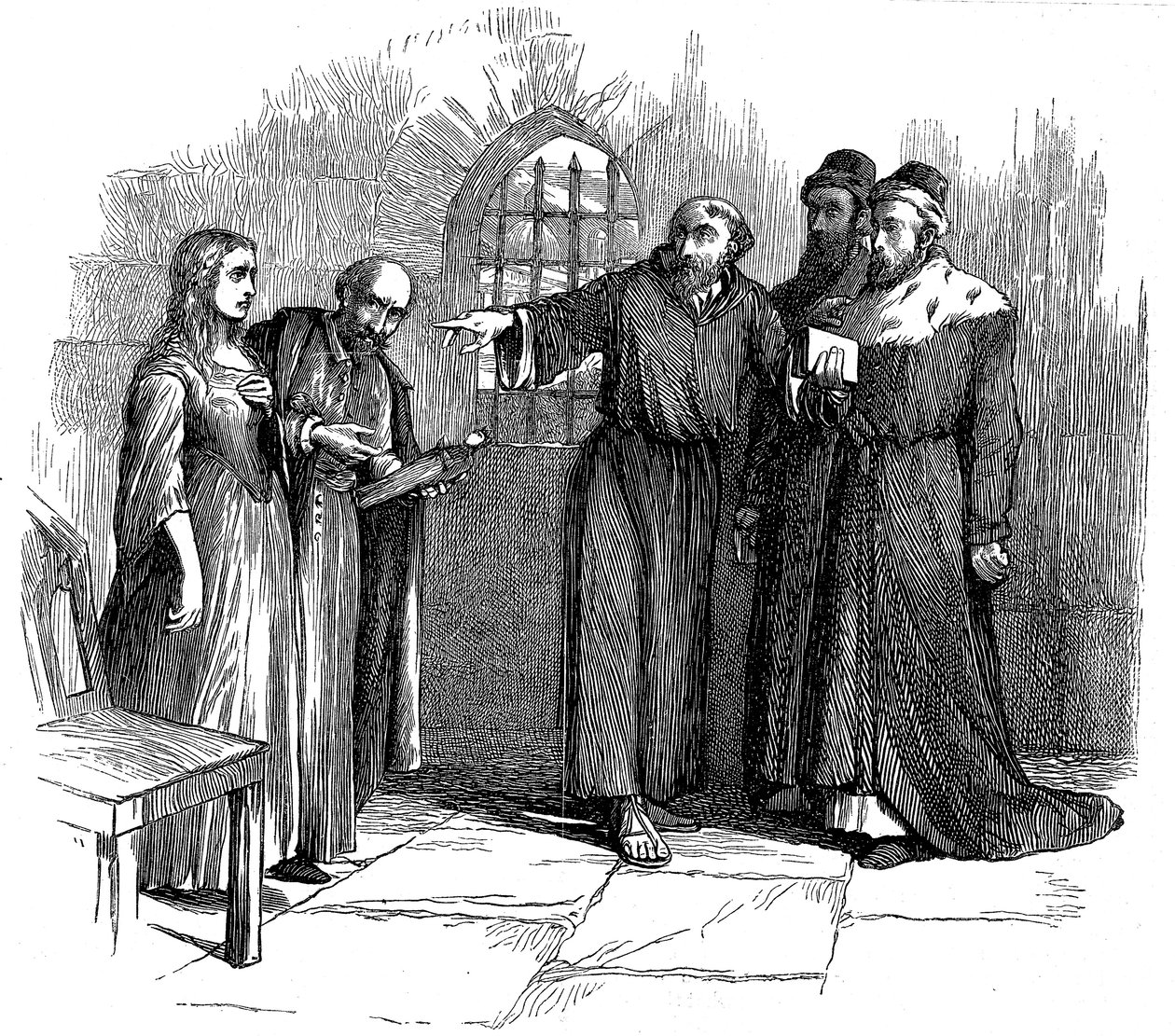 Lucrezia Castellani devant les inquisiteurs après un service interdit des Vaudois, vers 1476 - Unbekannt