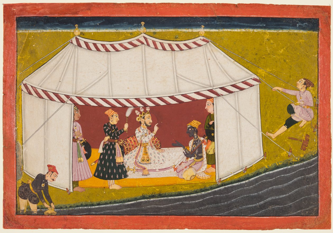 Madhava dans une tente devant un souverain, d