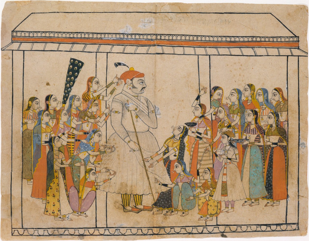 Maharaja Raj Singh adoré par ses dames, vers 1710-20 - Unbekannt