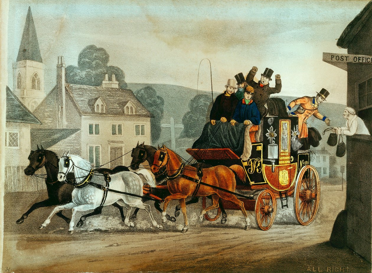 Diligence sur la route de Bath à Londres, vers 1840 - Unbekannt