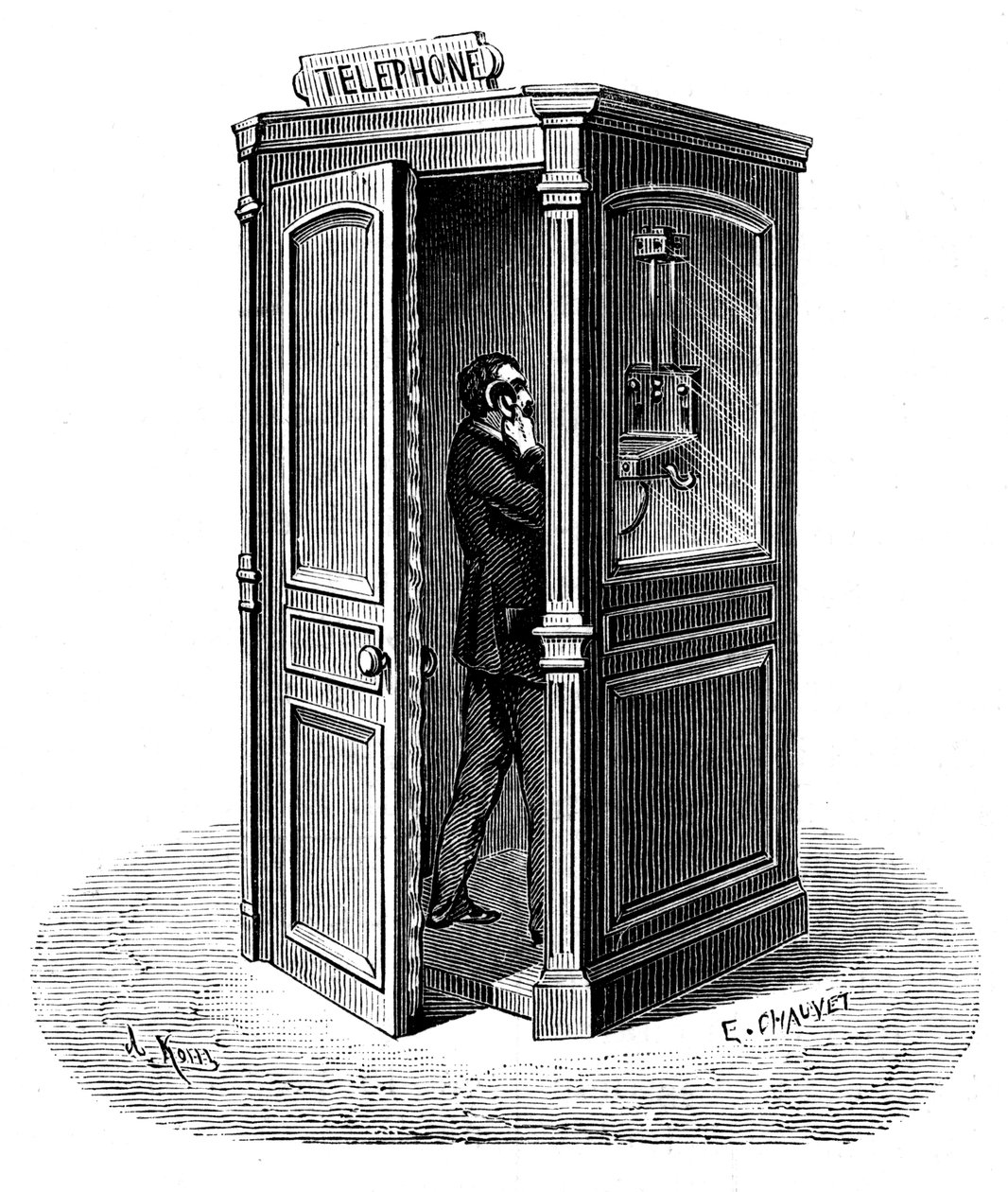 Passer un appel depuis une cabine téléphonique, 1888 - Unbekannt