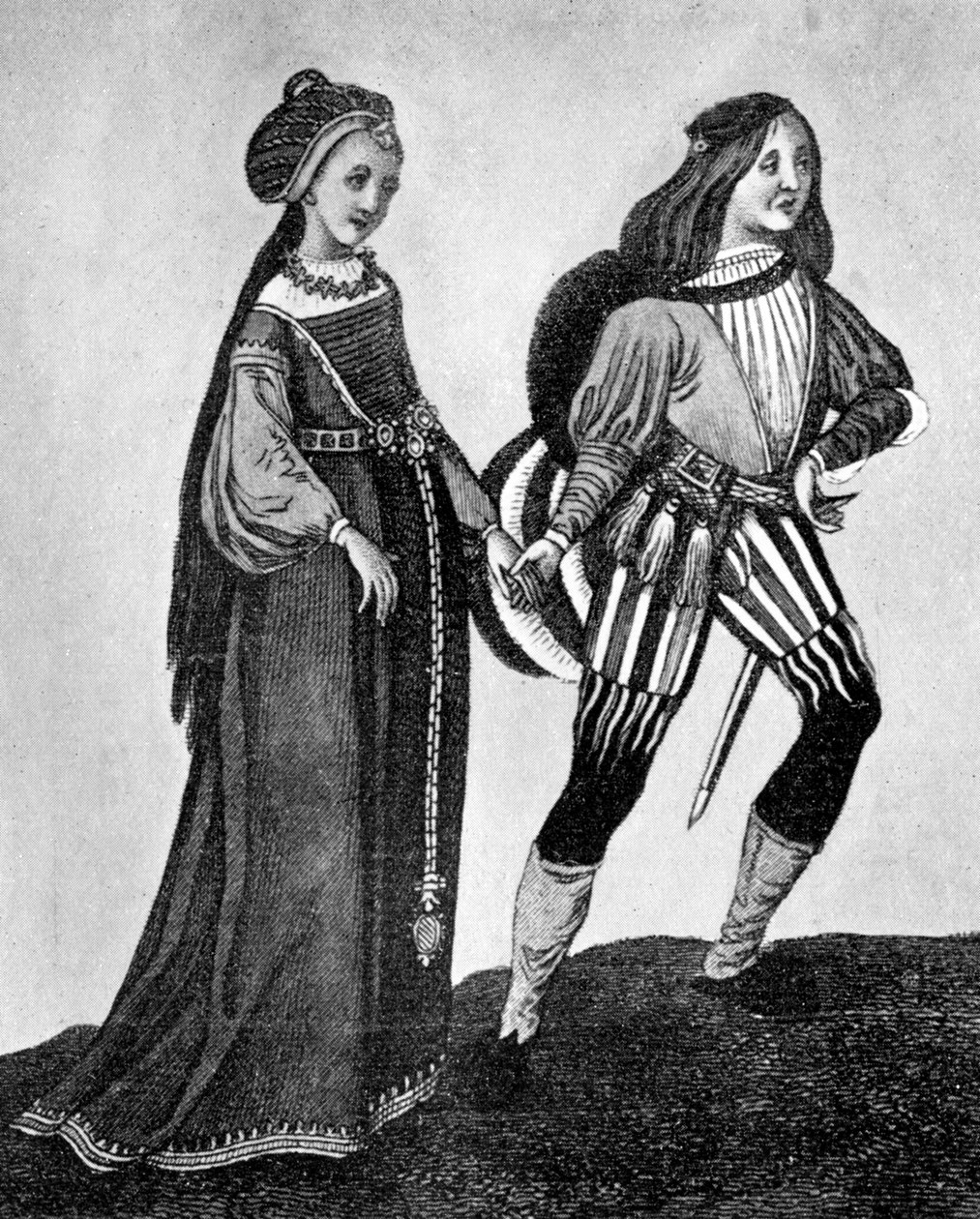 Costume masculin et féminin, fin du 15e-début du 16e siècle - Unbekannt