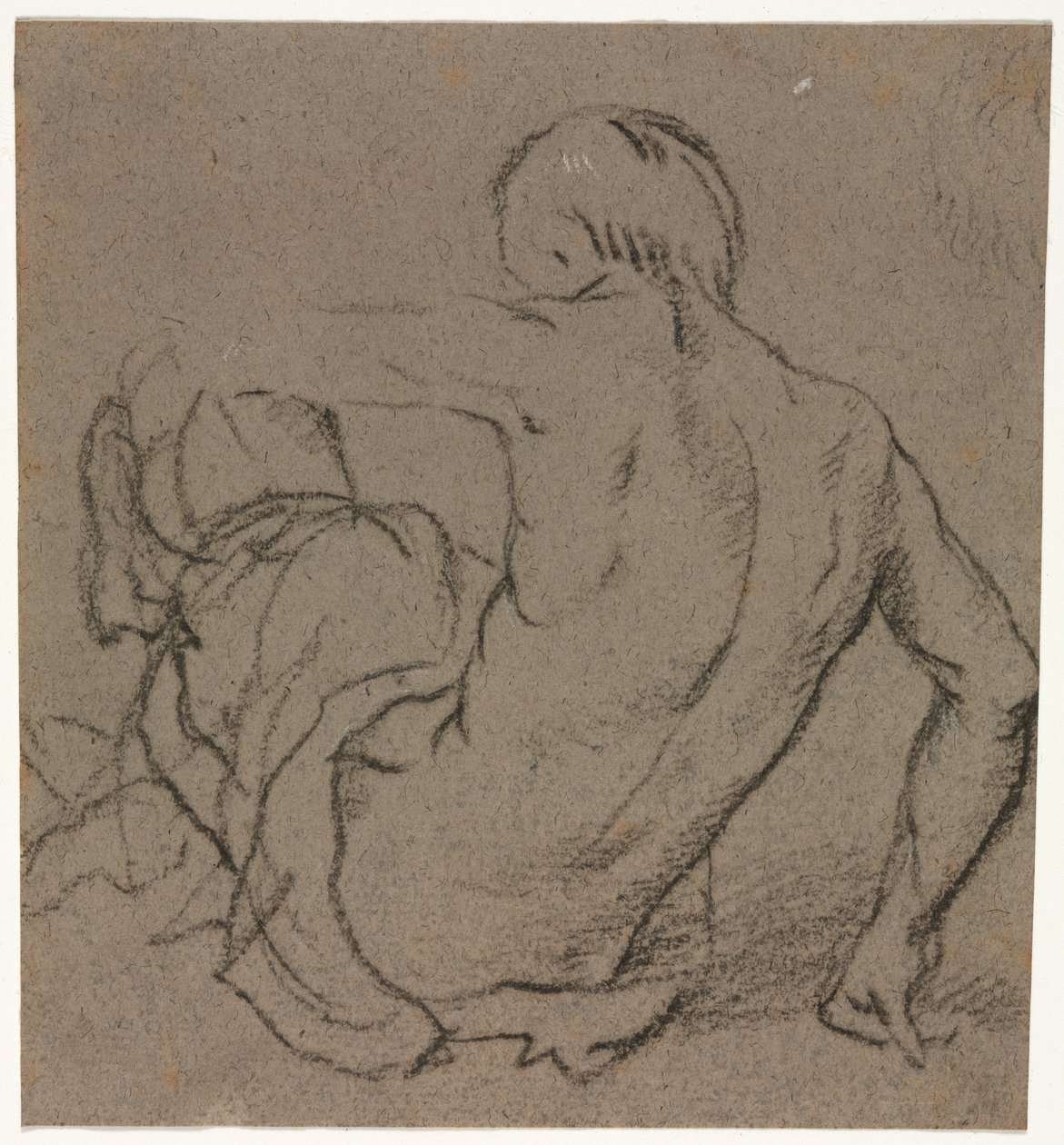 Homme assis par terre, vu de dos, recto, 1500s - Unbekannt