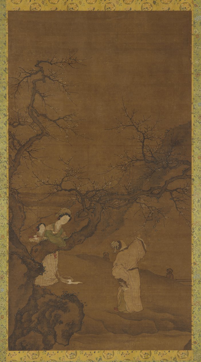 Homme et femme appréciant les fleurs de prunier, dynastie Ming ou Qing, XVe-XVIIIe siècle - Unbekannt