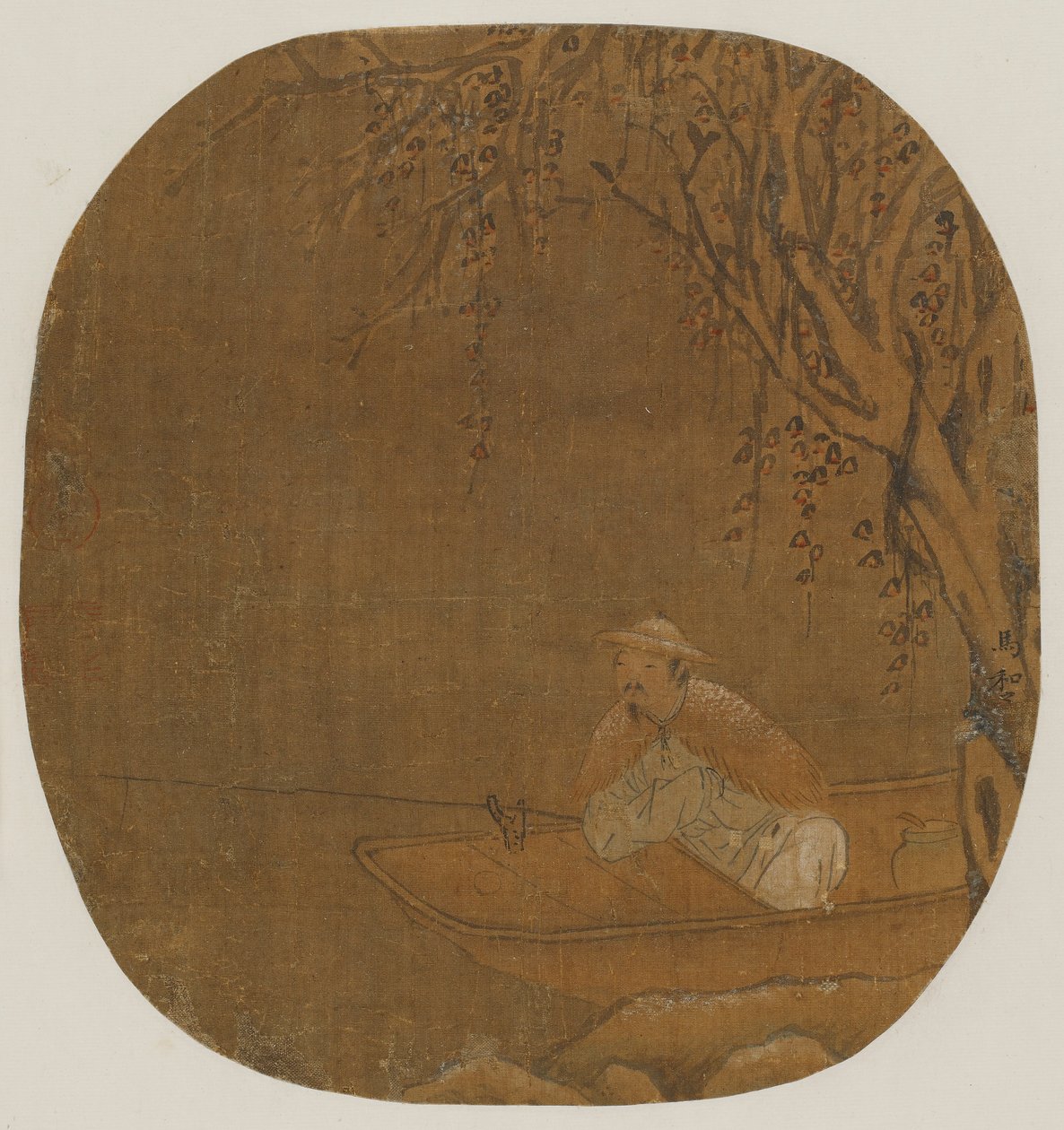Homme pêchant depuis un bateau sous un arbre, Peut-être dynastie Ming, 1368-1644 - Unbekannt