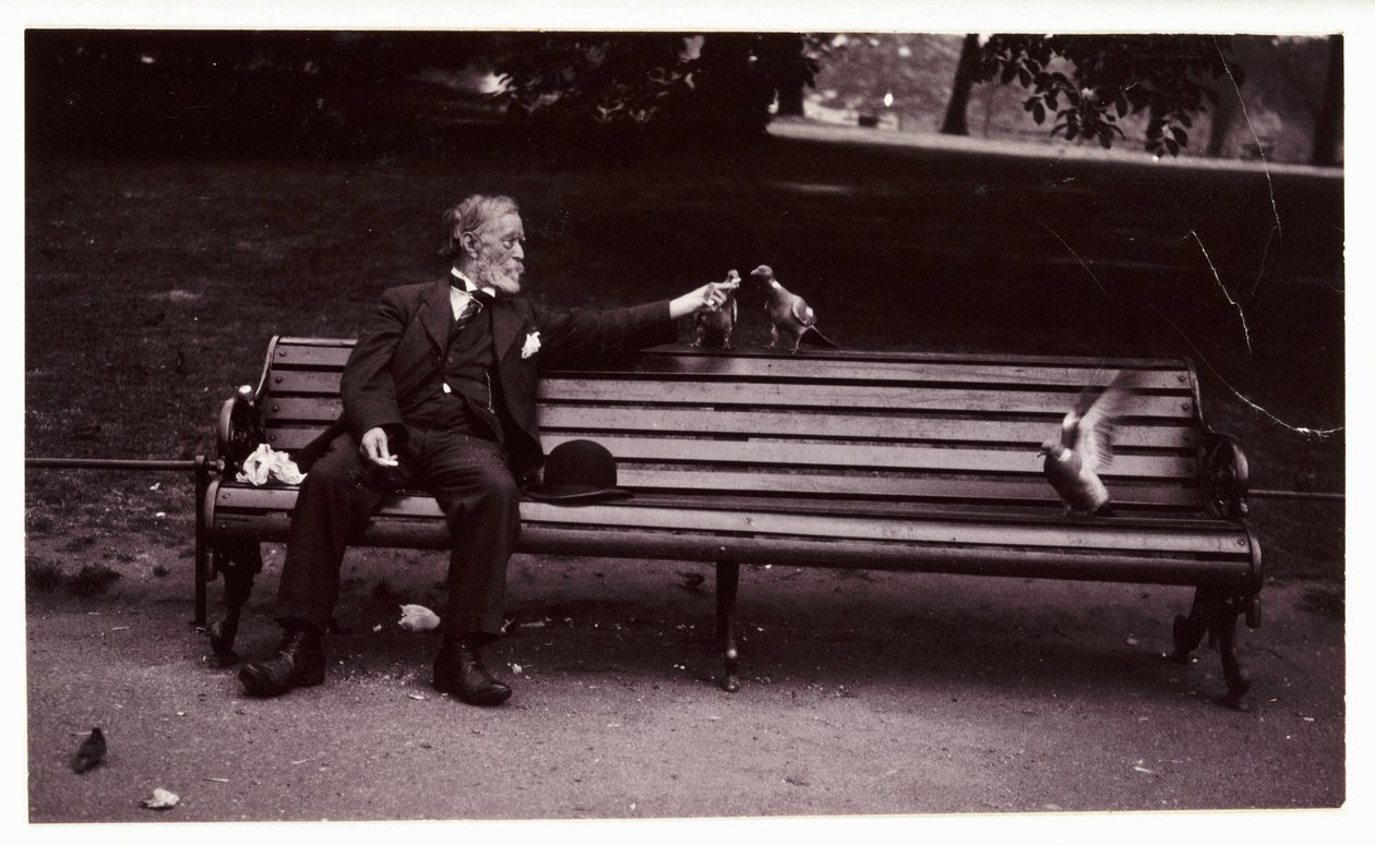 Homme sur un banc de parc, vers 1920 - Unbekannt