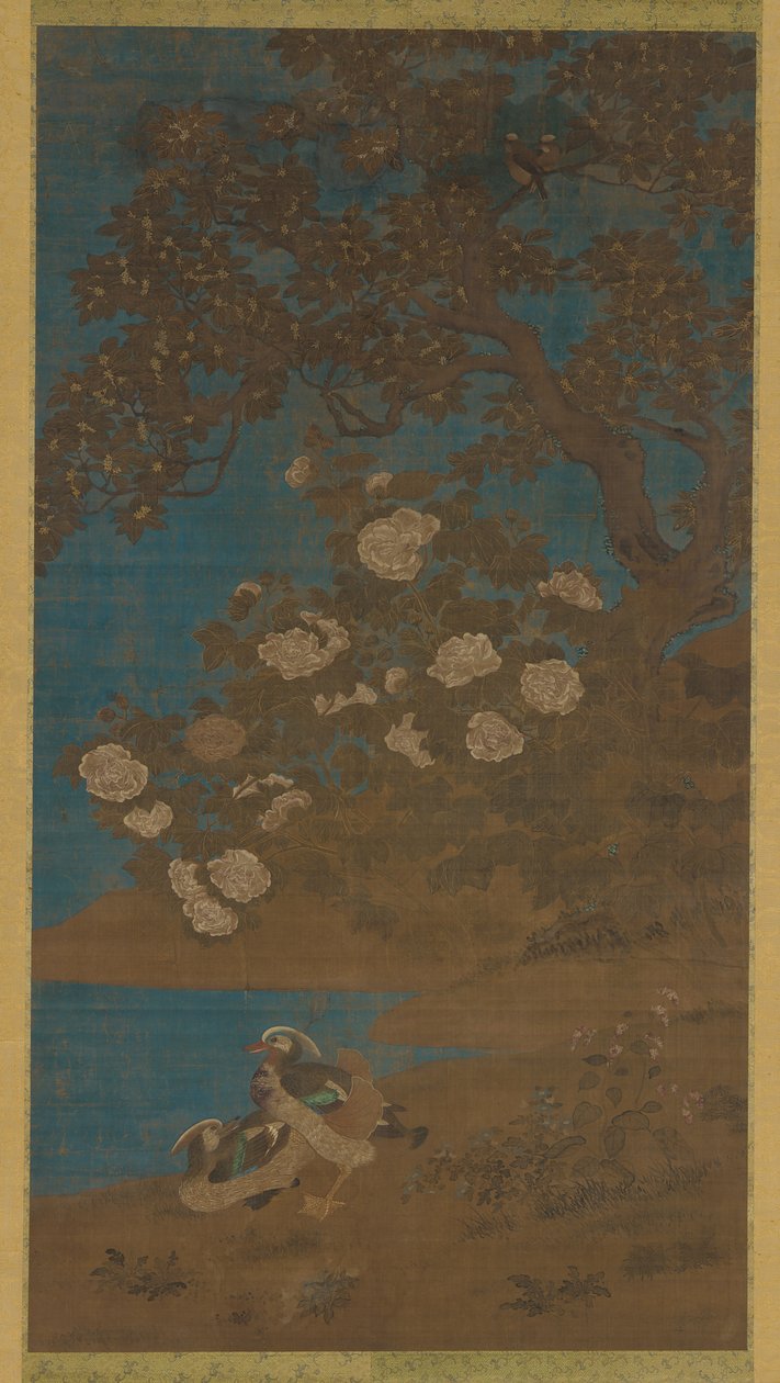 Canards mandarins et fleurs, dynastie Ming ou Qing, 17ème siècle - Unbekannt