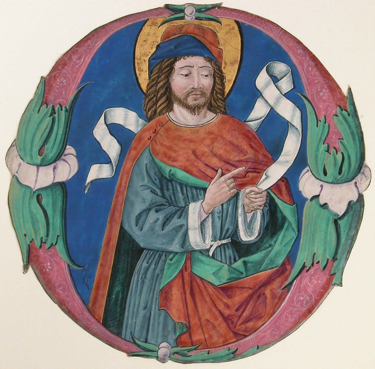 Enluminure de manuscrit avec la figure d