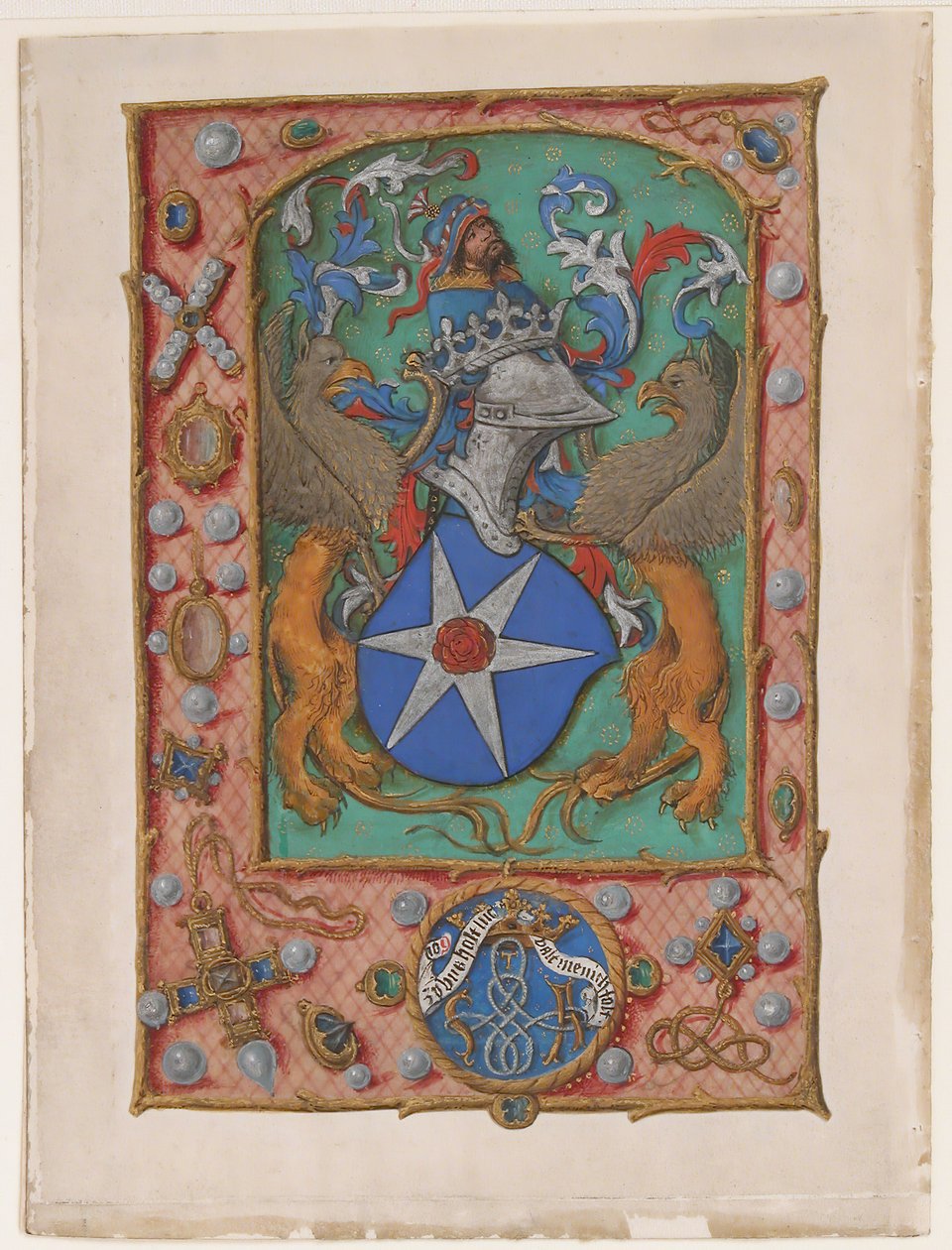 Feuille de manuscrit avec blason, d