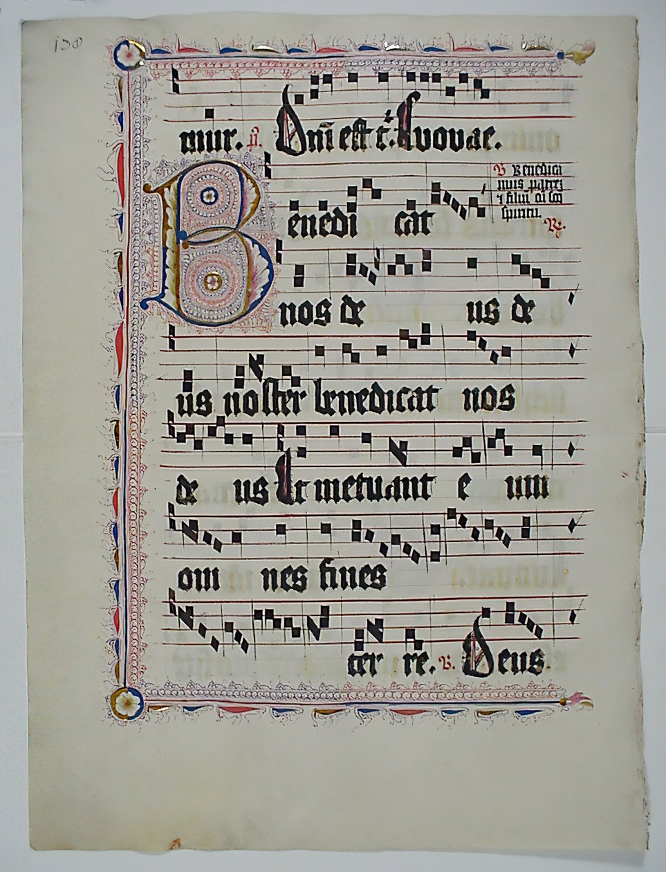 Feuille de manuscrit avec initiale B, d