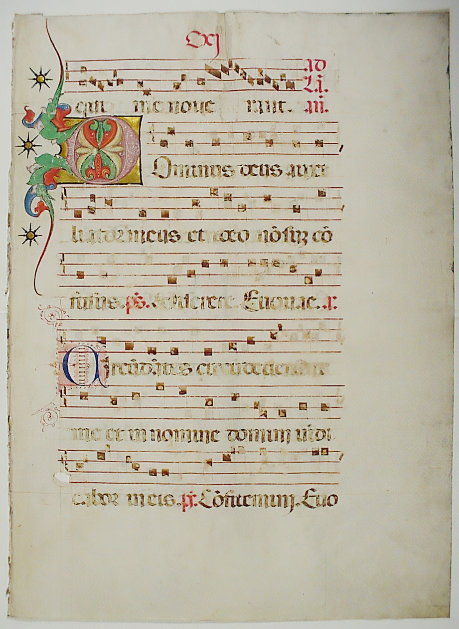 Feuille de manuscrit avec initiale D, d
