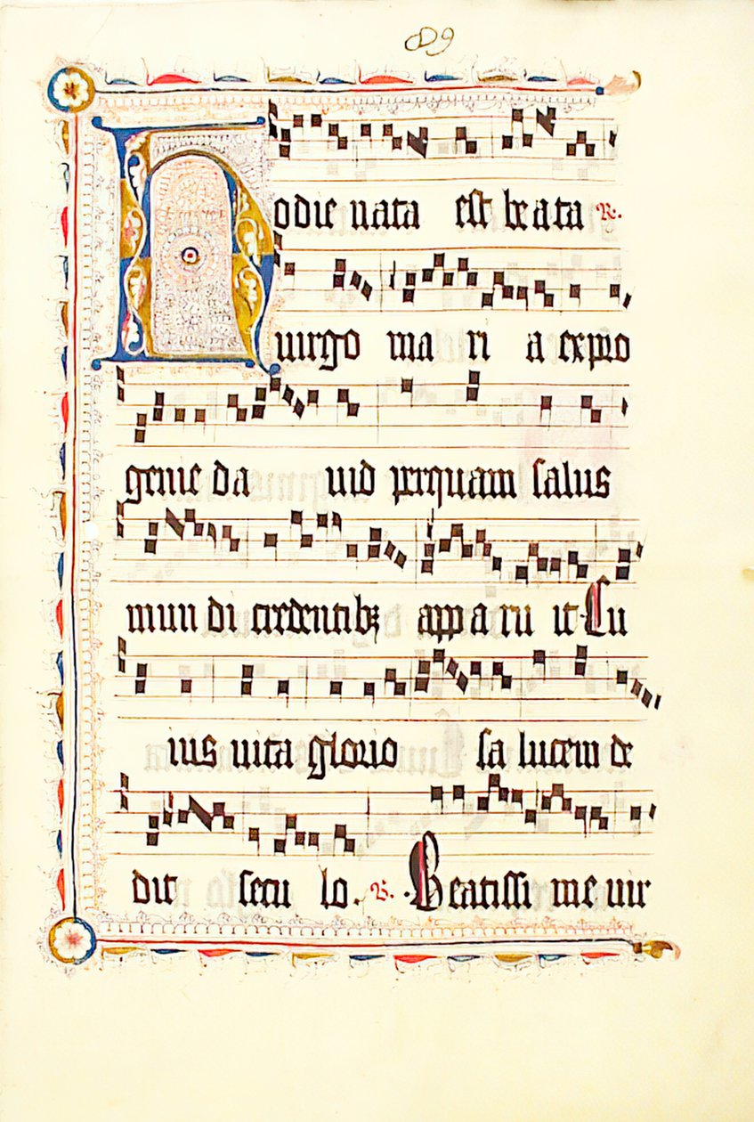 Feuille de manuscrit avec initiale H, d