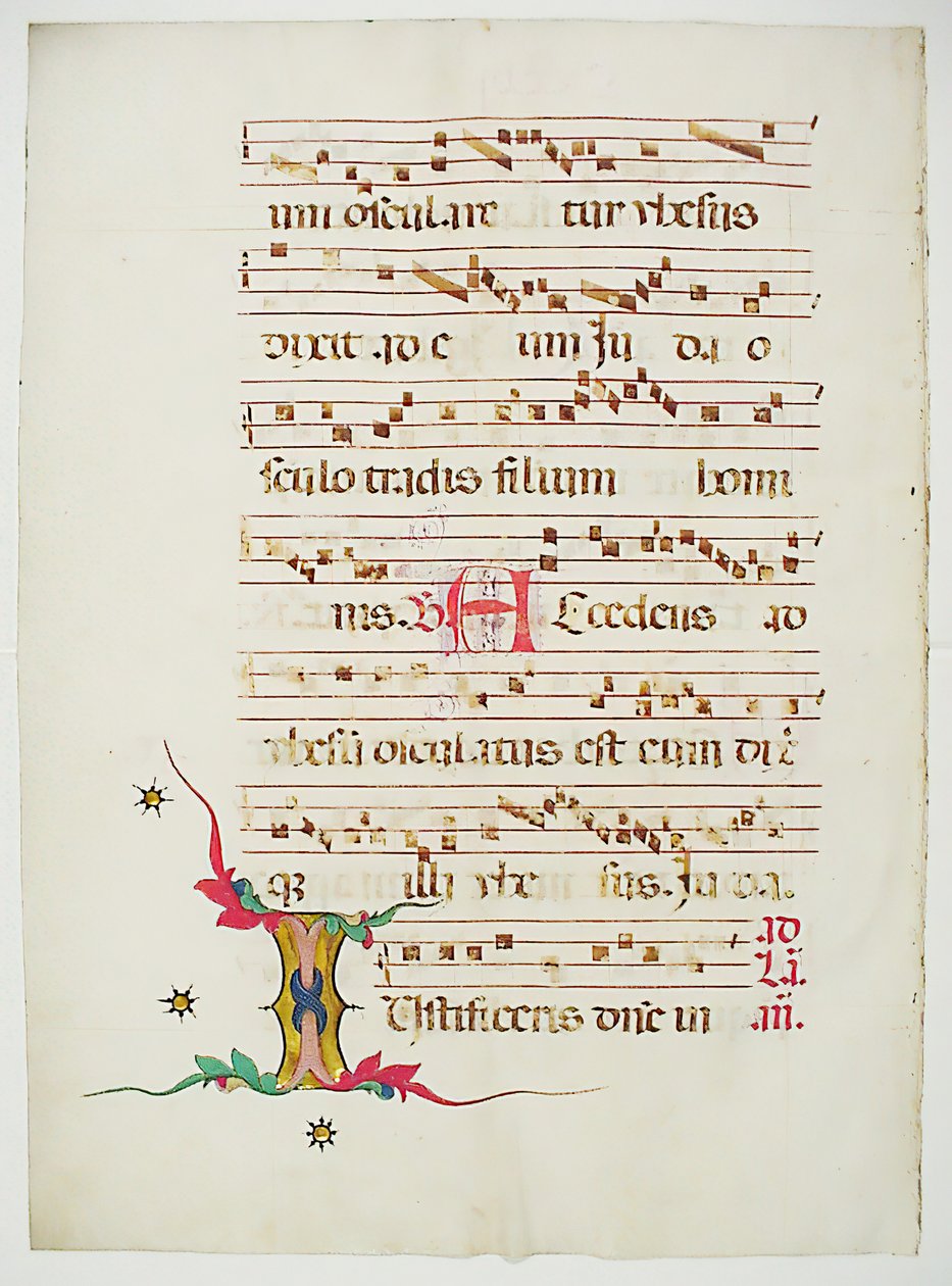 Feuille de manuscrit avec initiale I, d