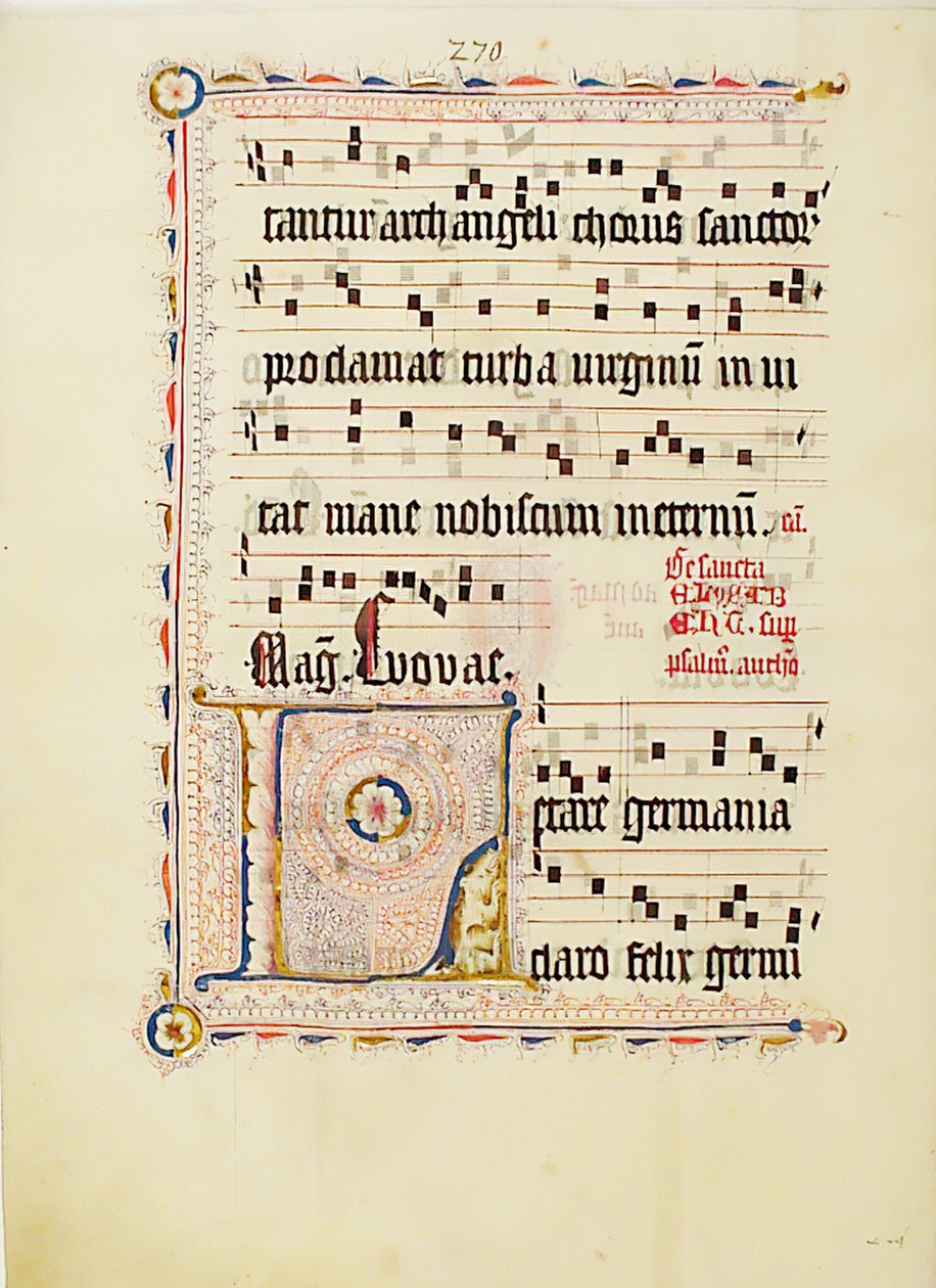 Feuille de manuscrit avec initiale L, d
