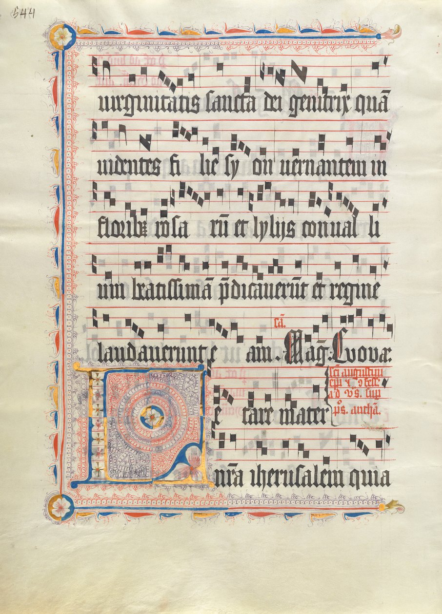 Feuille de manuscrit avec initiale L, d