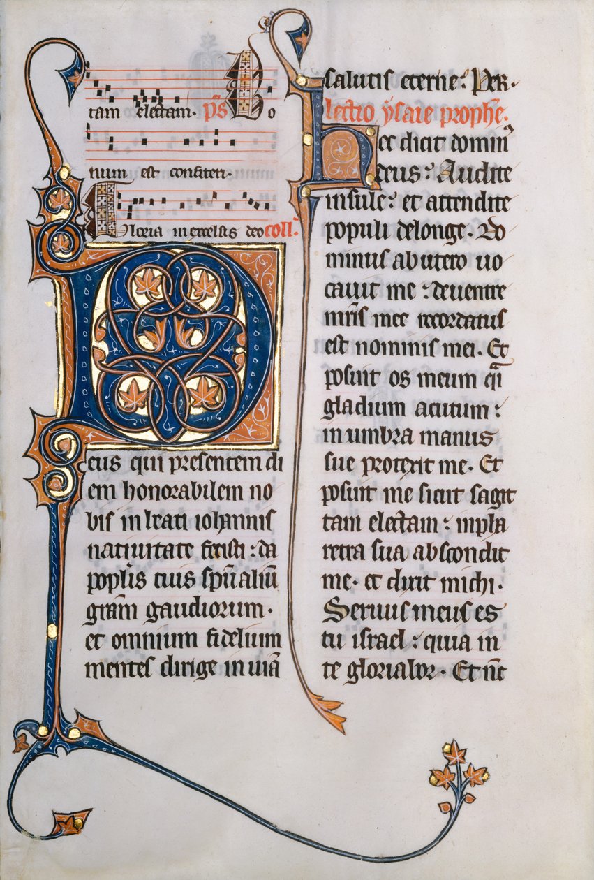 Feuille de manuscrit avec initiale M, d