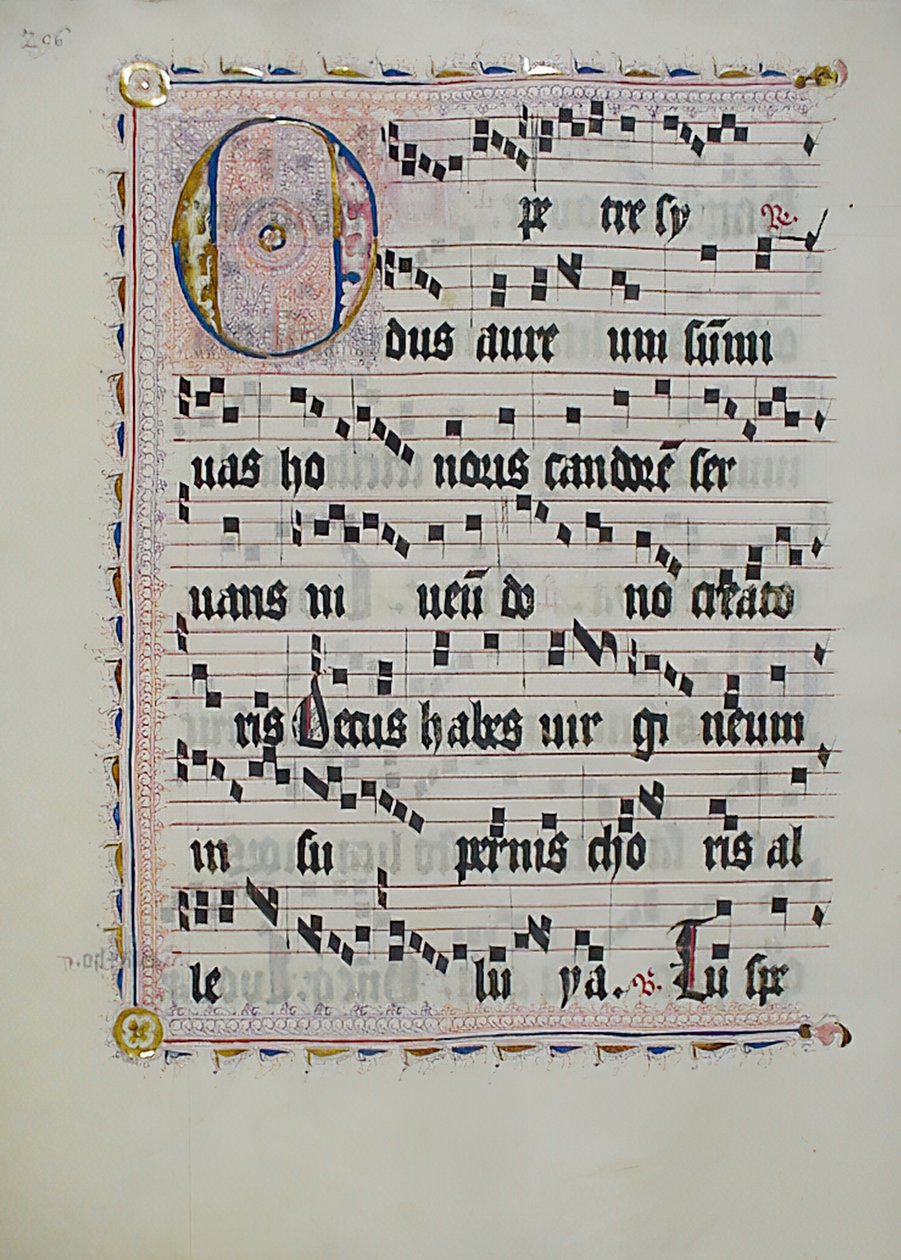 Feuille de manuscrit avec initiale O, d