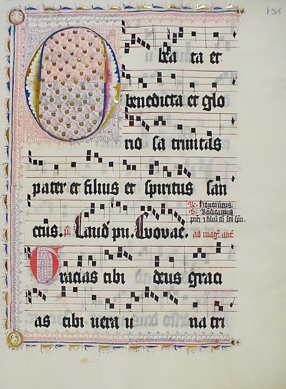 Feuille de manuscrit avec initiale O, d