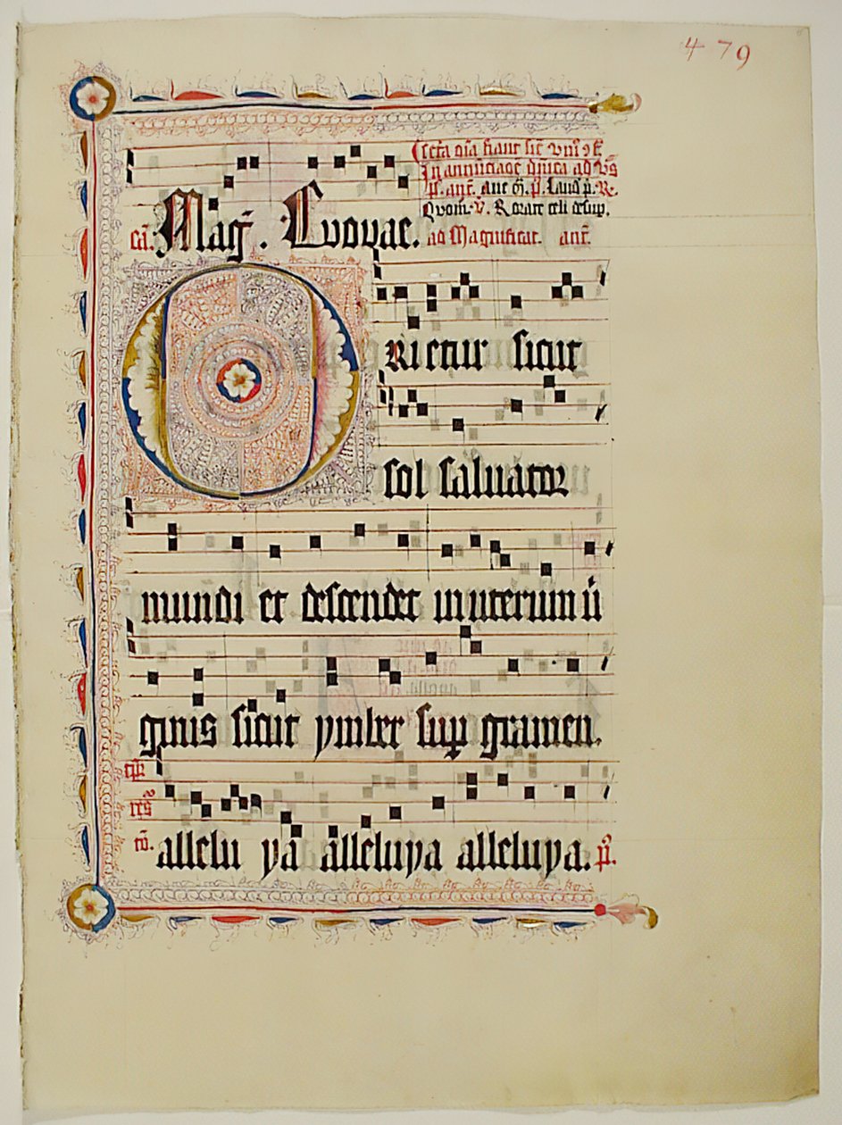 Feuille de manuscrit avec initiale O, d