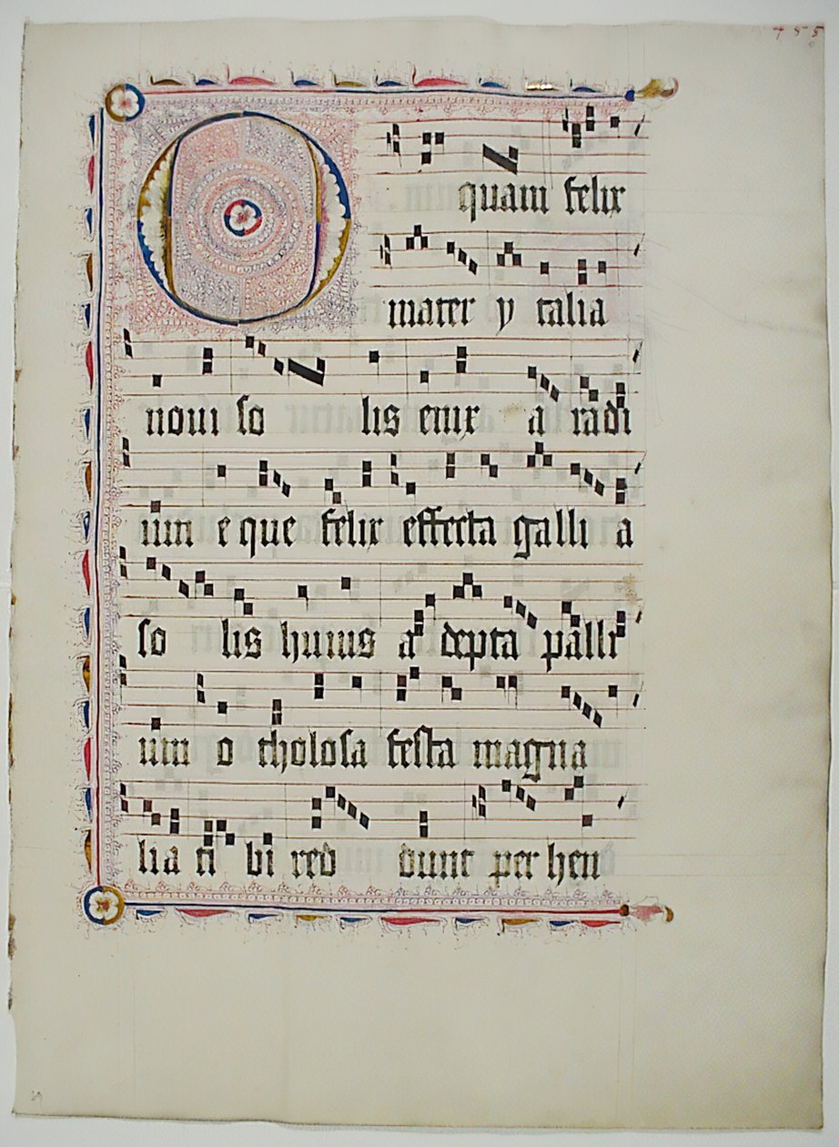 Feuille de manuscrit avec initiale O, d