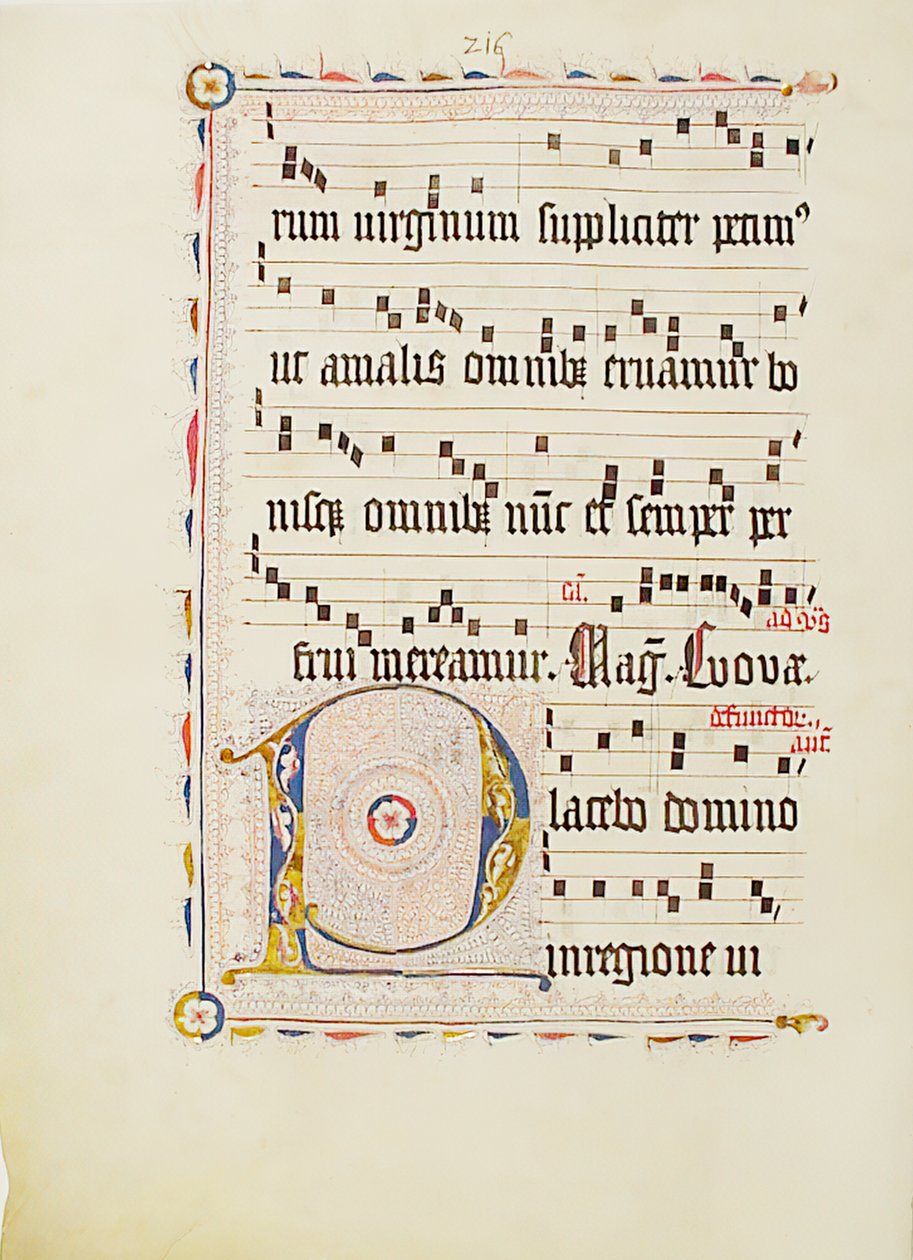 Feuille de manuscrit avec initiale P, d