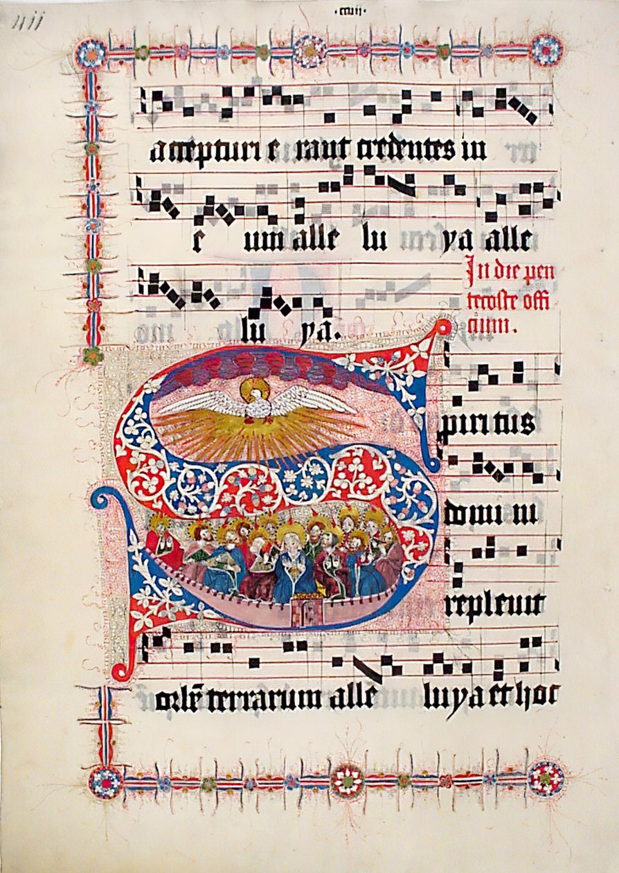 Feuille de manuscrit avec initiale S, d