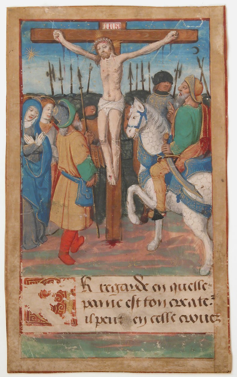 Feuille de manuscrit avec la Crucifixion, d