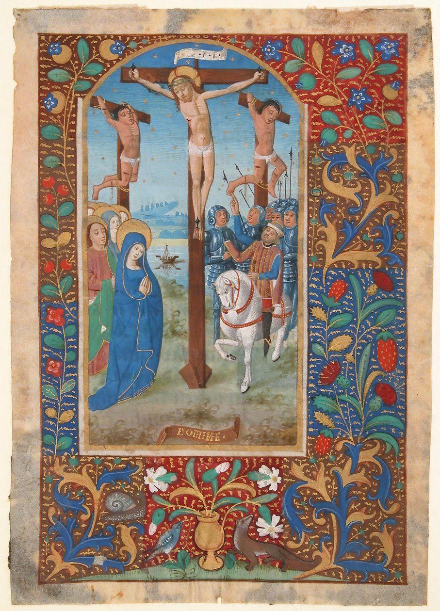 Feuille de manuscrit avec la Crucifixion, d