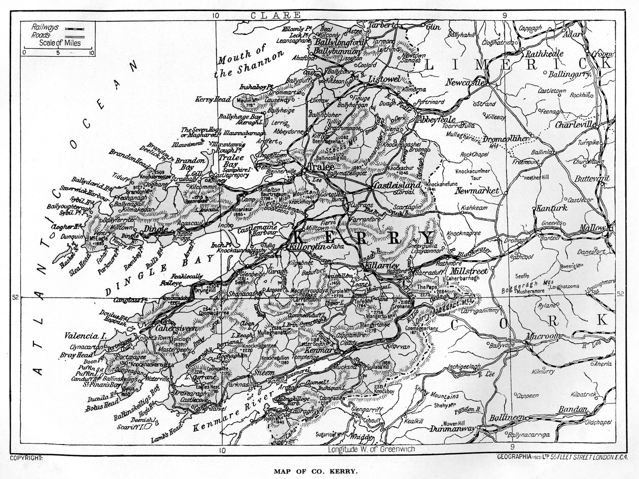 Carte du comté de Kerry, Irlande, 1924-1926 - Unbekannt