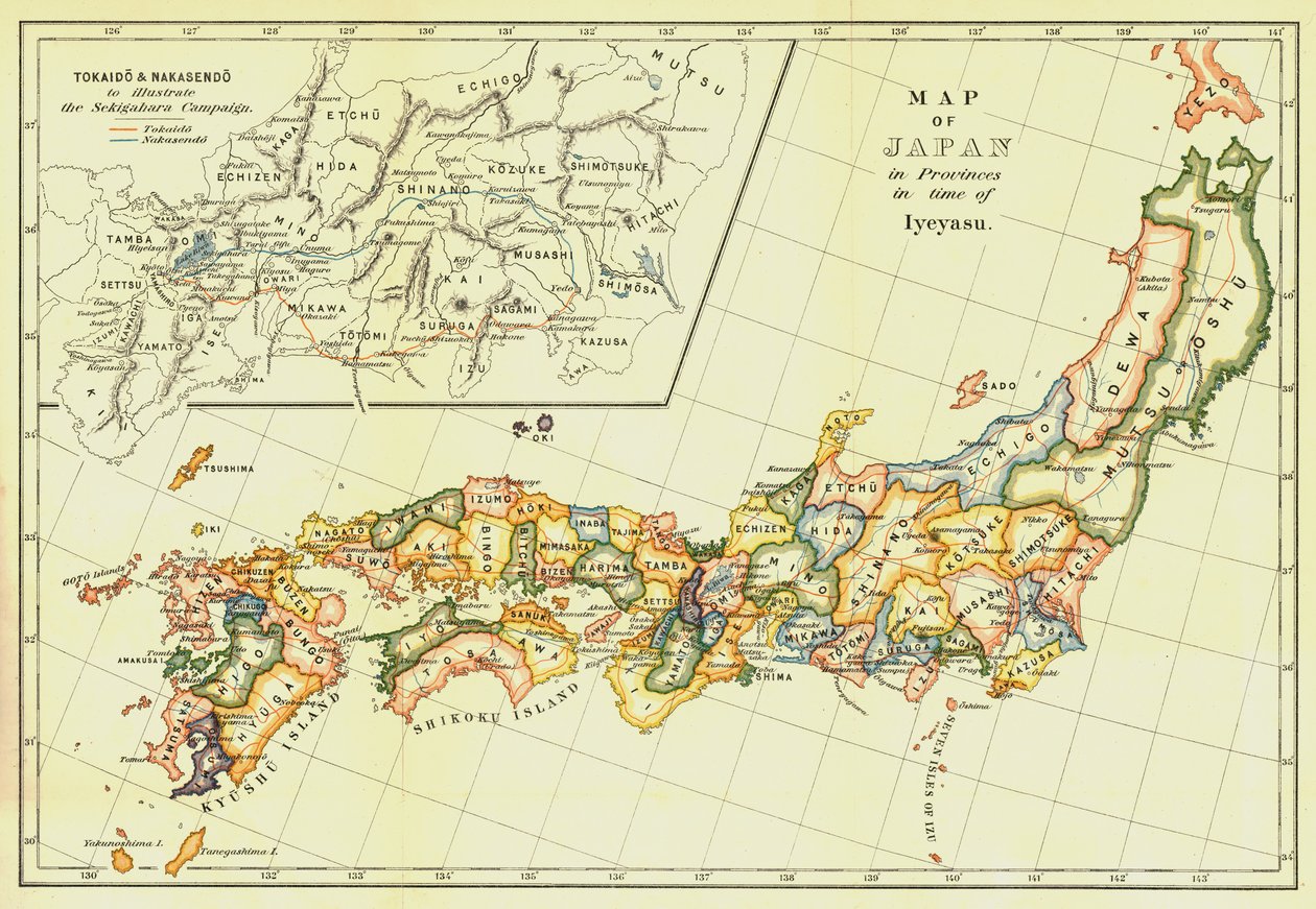 Carte du Japon en provinces à l