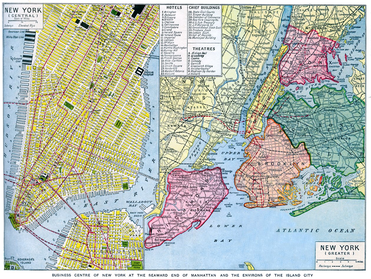 Carte de New York, USA, vers 1930s - Unbekannt