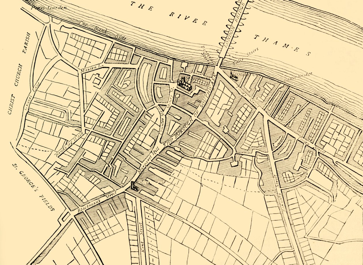 Carte de Southwark, 1720, vers 1878 - Unbekannt
