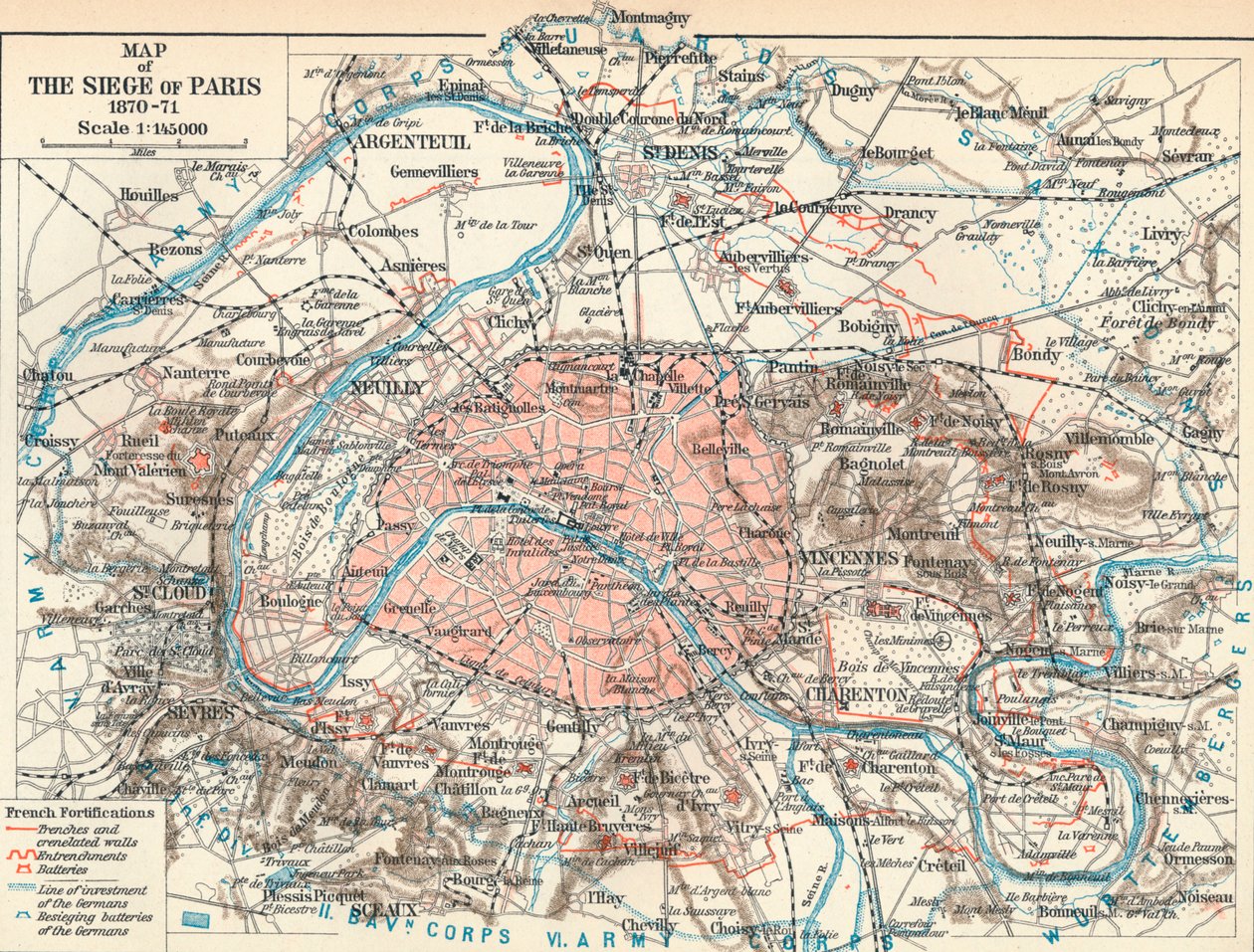 Carte du siège de Paris, 1870-71, 1907 - Unbekannt