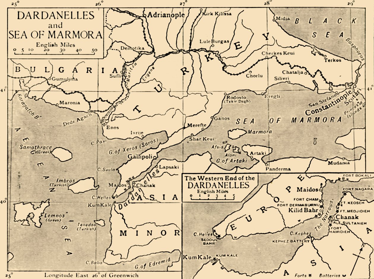 Carte des Dardanelles et de la mer de Marmara, c1914, 1920 - Unbekannt