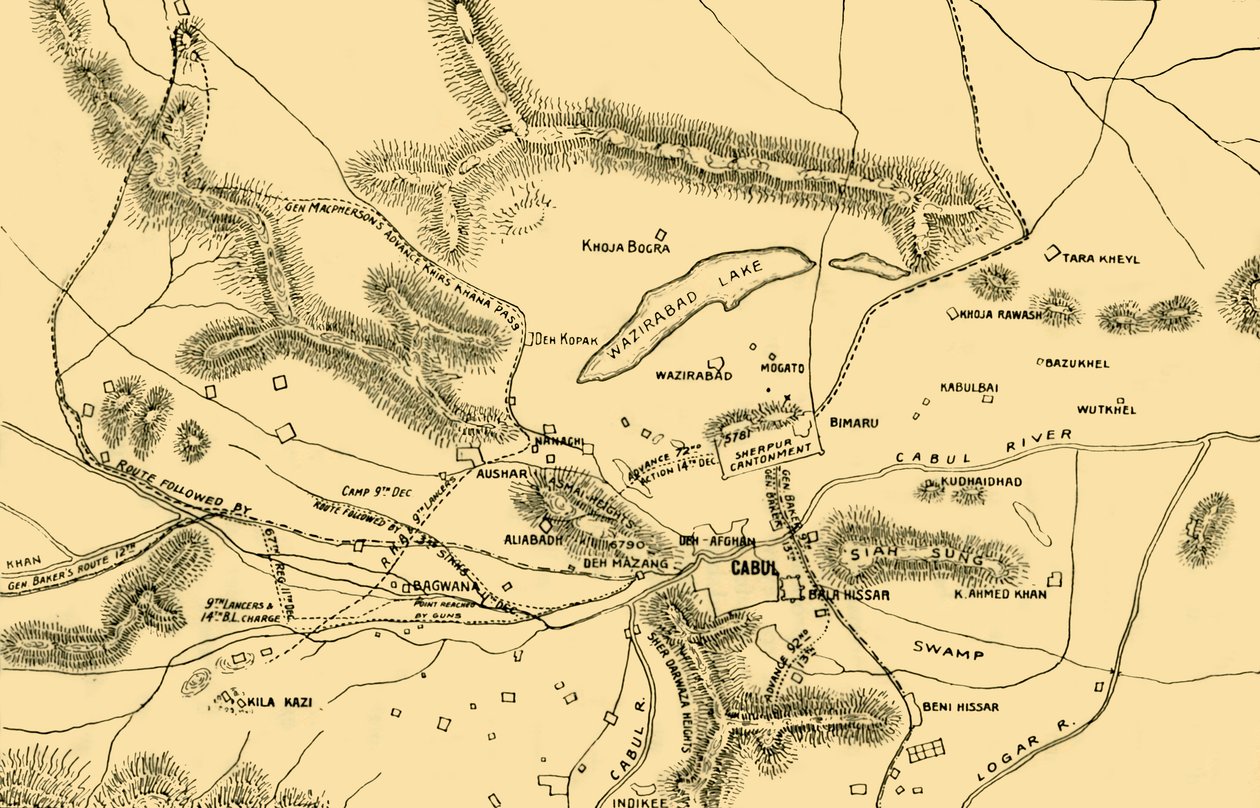 Carte des combats dans la vallée de Chardeh, 1901 - Unbekannt