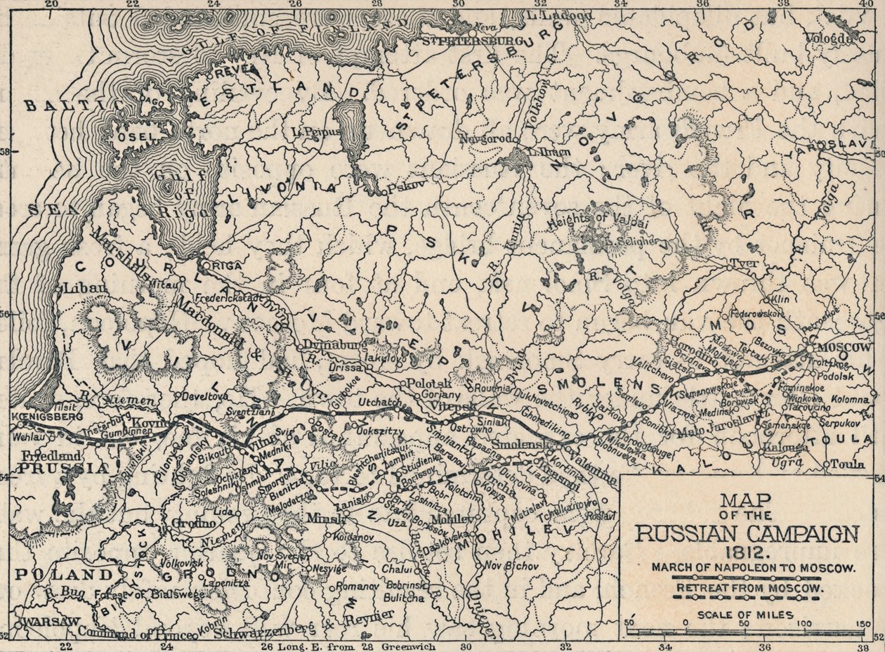 Carte de la campagne de Russie, 1812, 1896 - Unbekannt