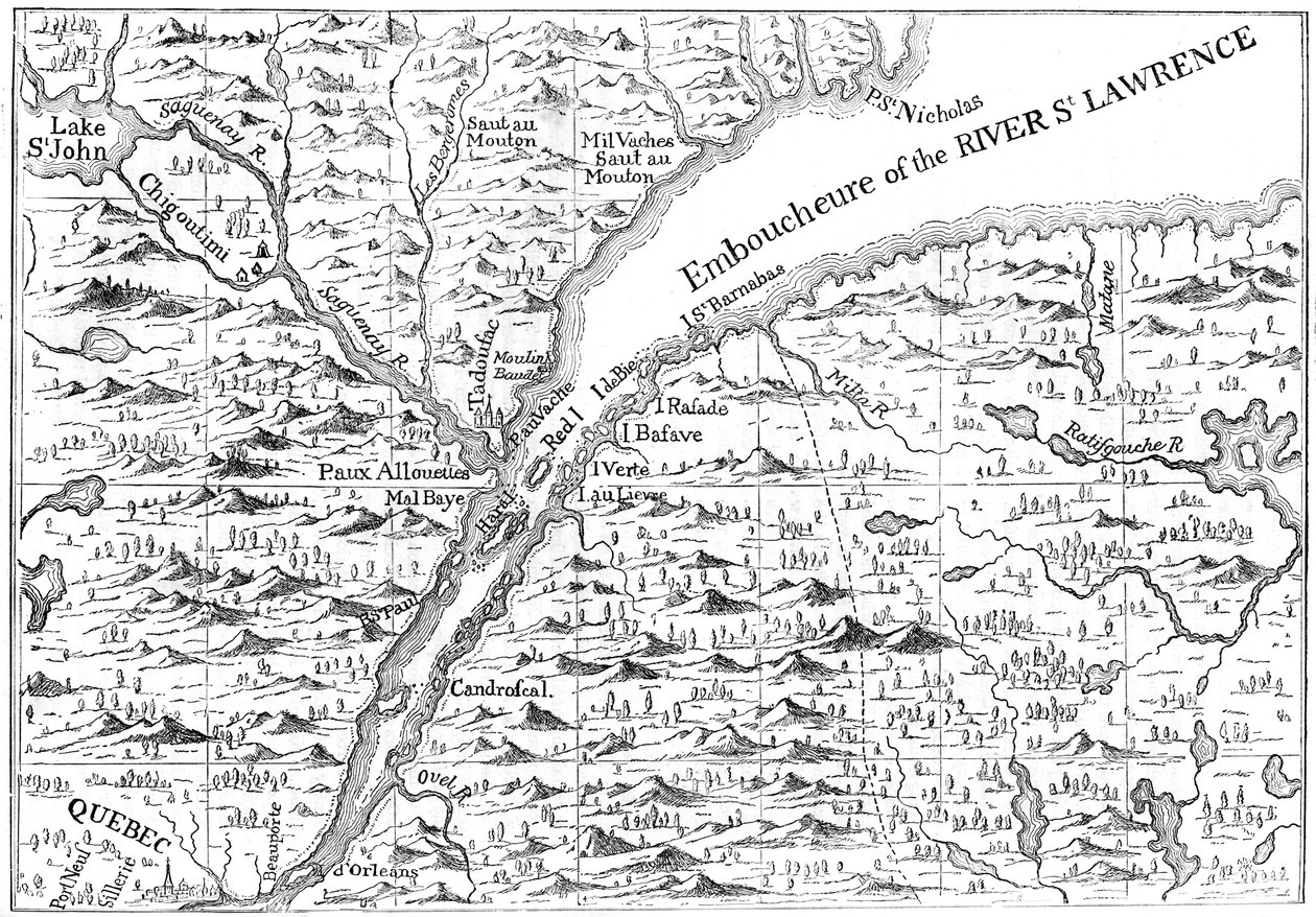 Carte du cours du fleuve Saint-Laurent jusqu