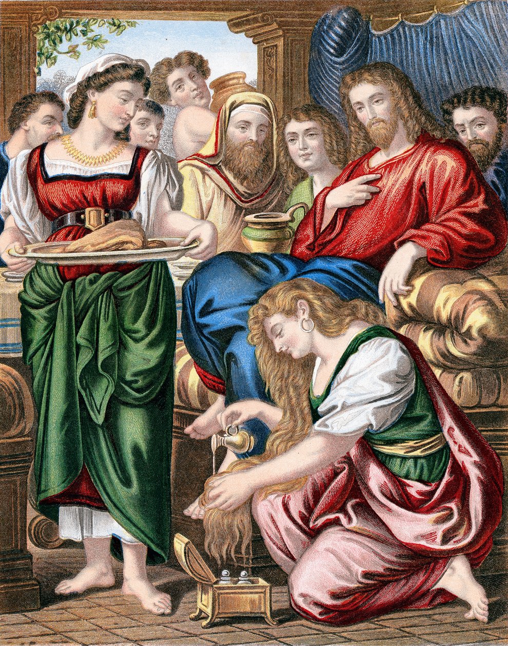 Marie-Madeleine oint les pieds de Jésus, vers 1860 - Unbekannt