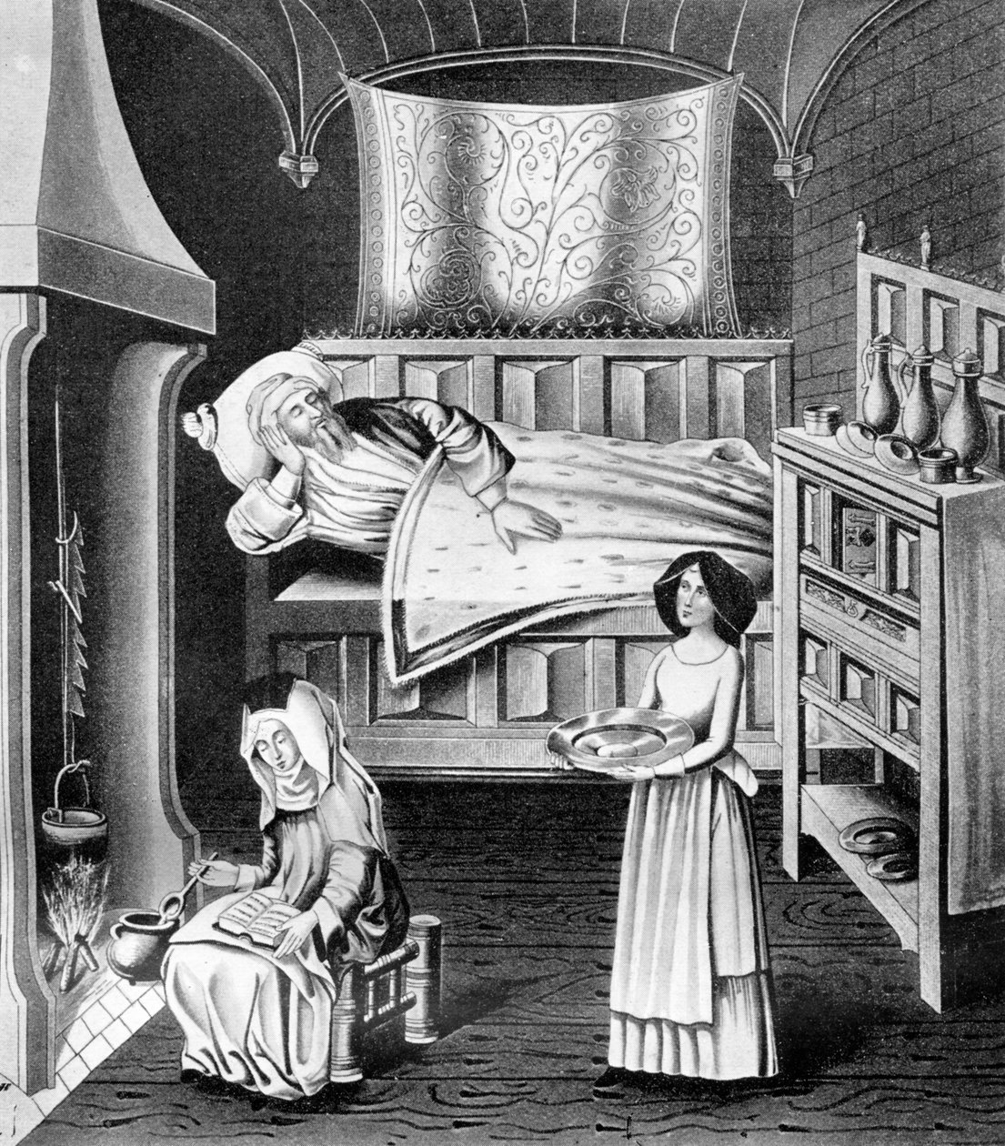 Matronne et servante dans la chambre des malades - Unbekannt
