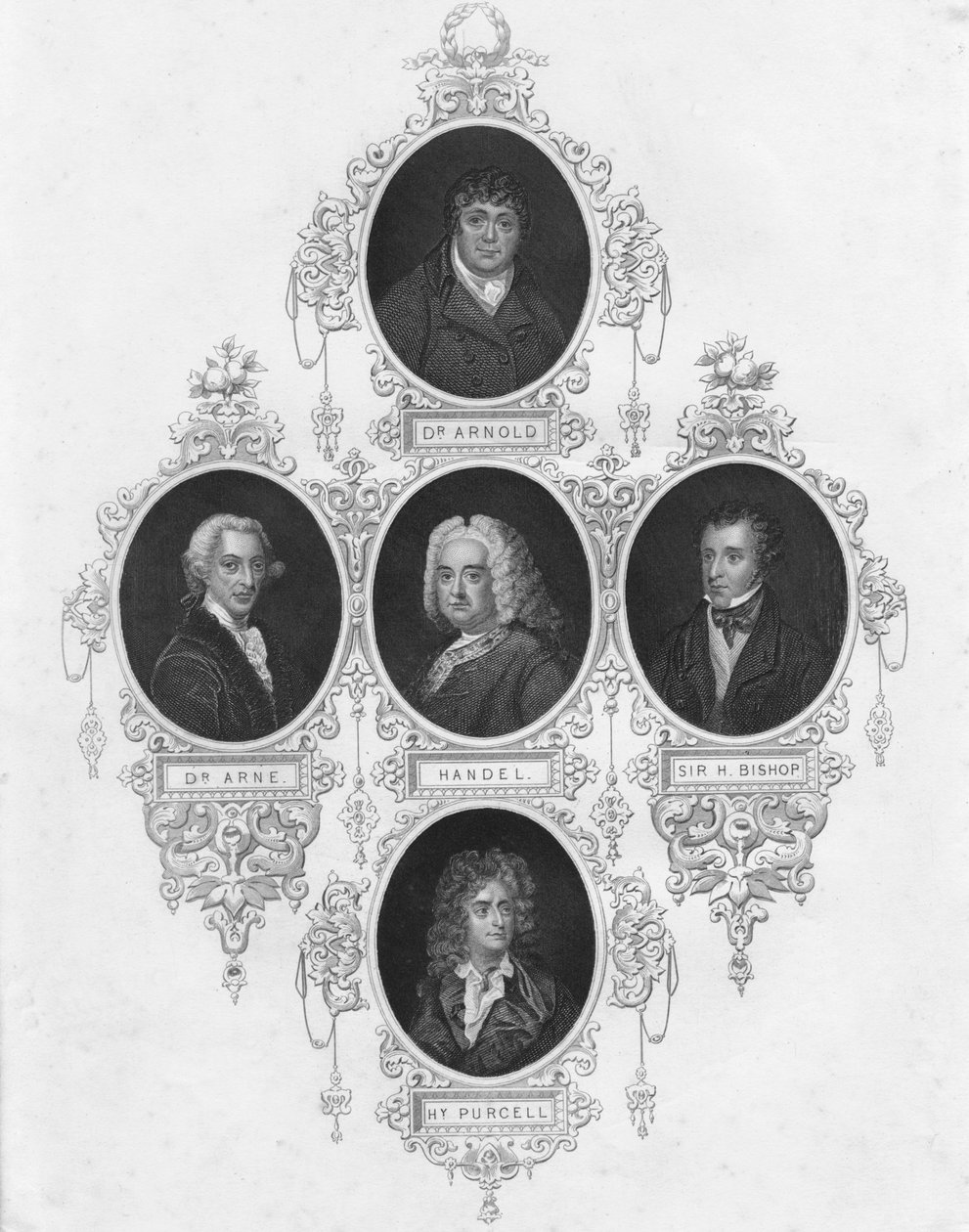 Portraits en médaillon de compositeurs britanniques, début-milieu du 19ème siècle - Unbekannt