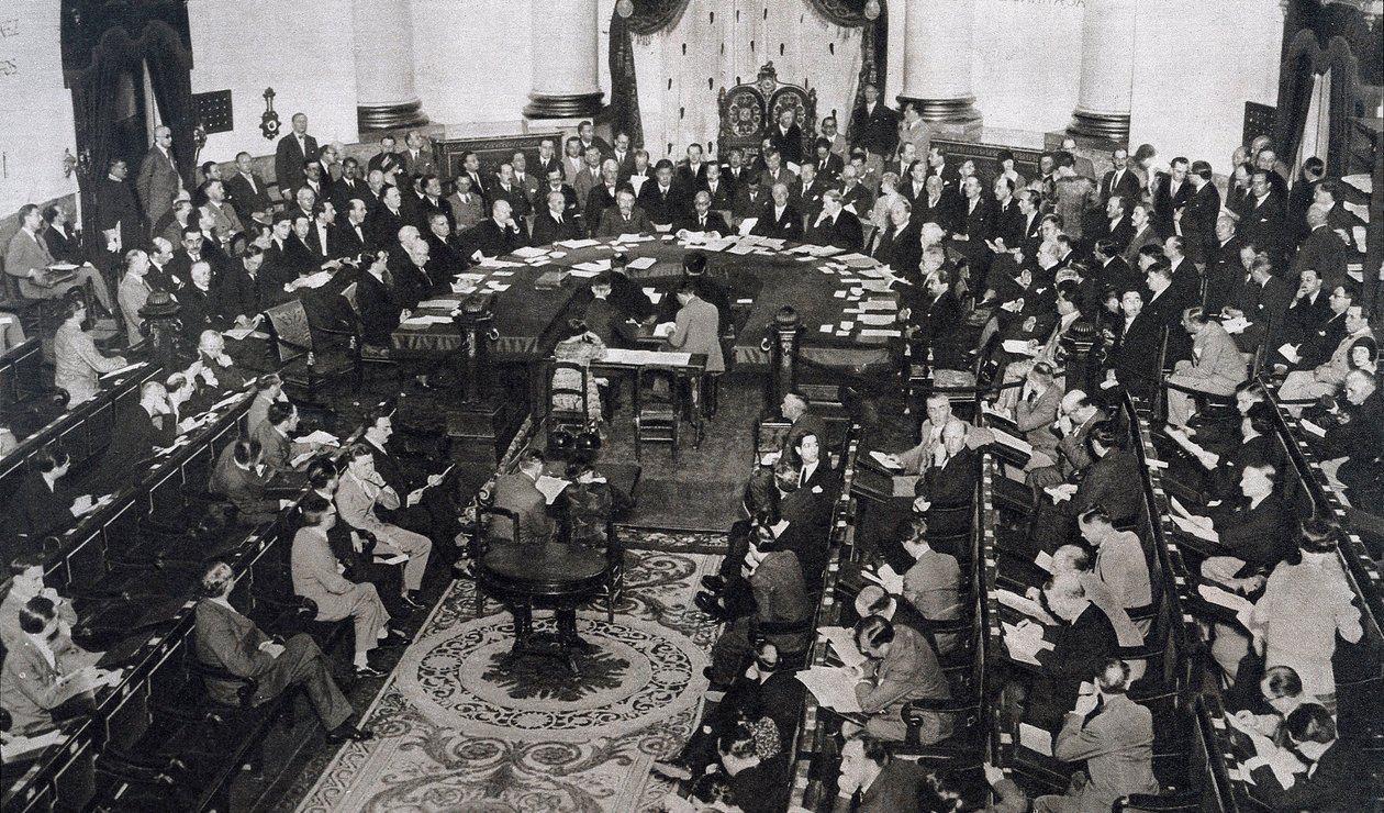 Réunion de la SDN ou de la Société des Nations le 10/06/1929 au Palais du Sénat à Madrid, Espagne - Unbekannt