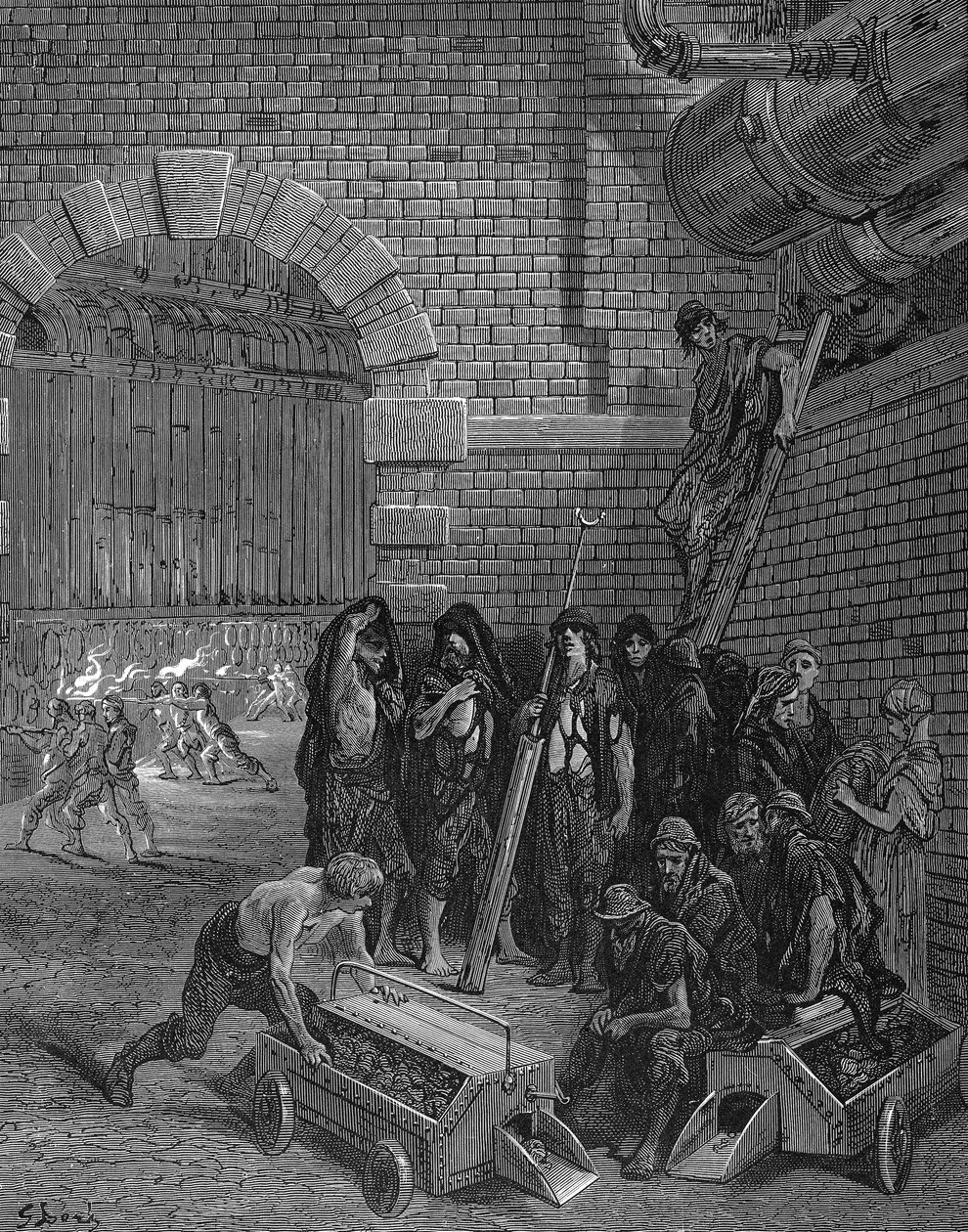 Hommes faisant une pause après avoir chargé les cornues, Lambeth Gasworks, 1872 - Unbekannt