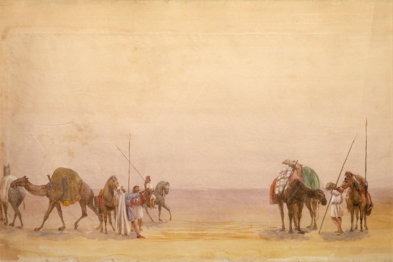 Hommes avec chameaux et chevaux, partie du panorama de Londres à Hong Kong - Unbekannt