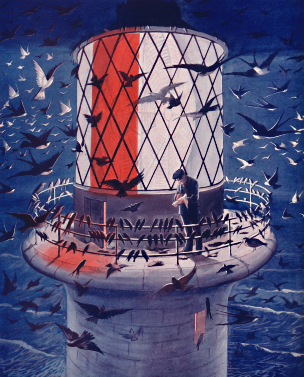 Oiseaux migrateurs visitant le phare, 1935 - Unbekannt